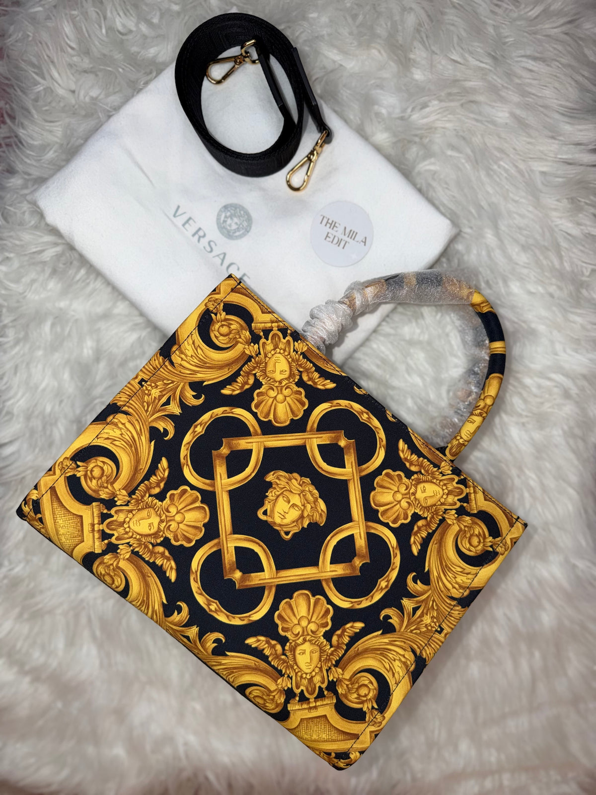 VERSACE BAROCCO MEDUSA CANVAS TOTE BAG