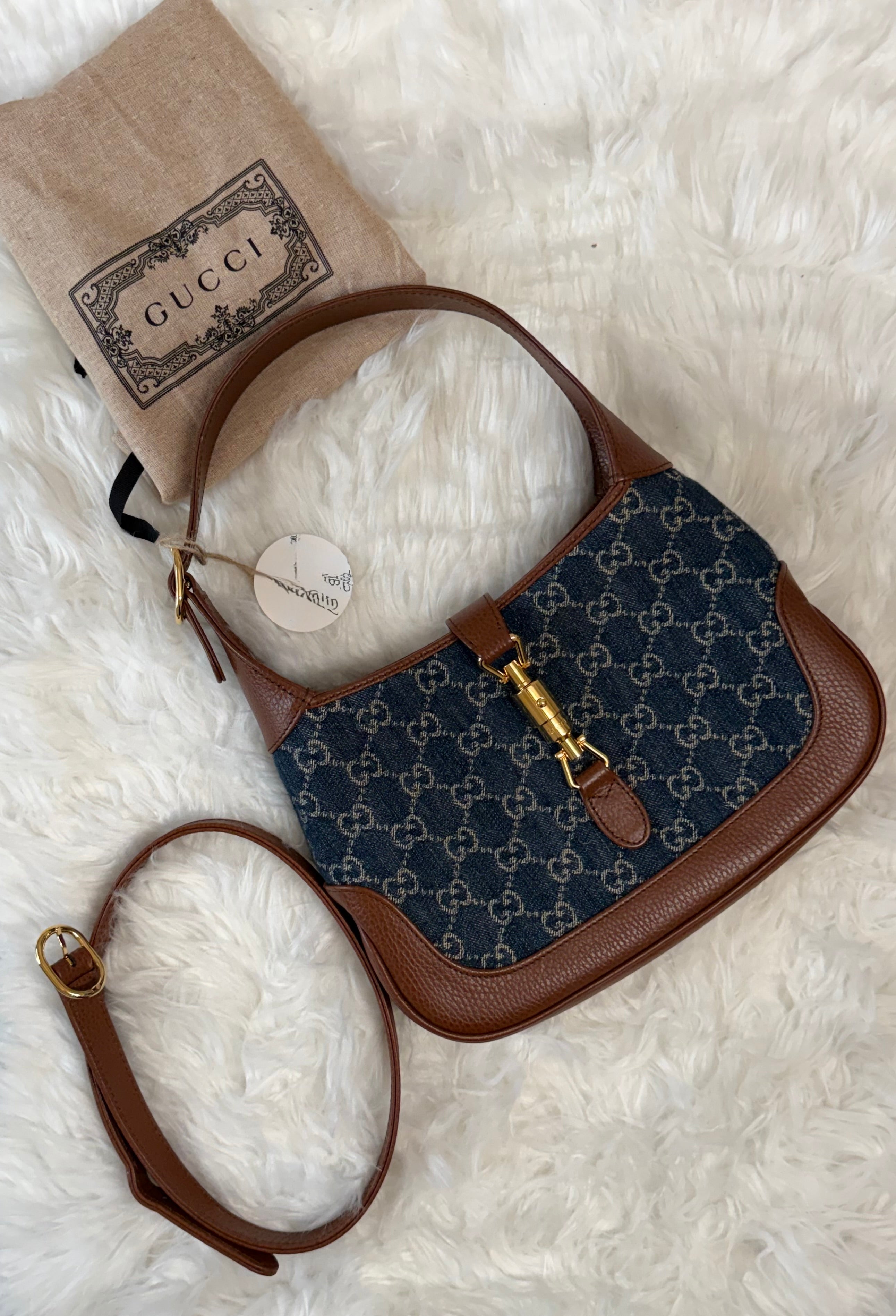 GUCCI JACKIE 1961 SMALL DENIM SHOULDER BAG