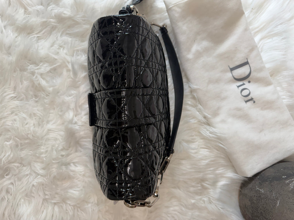 CHRISTIAN DIOR LOCK MEDIUM PATENT LEATHER SHOULDER BAG
