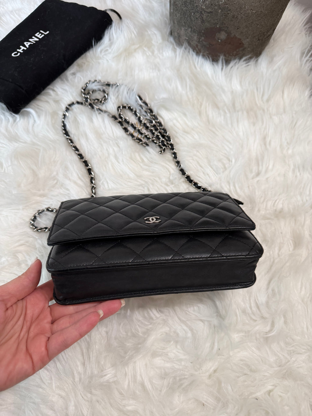 CHANEL LAMBSKIN WALLET ON CHAIN