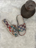 GUCCI ANGELINA LOGO-JAQUARD COATED CANVAS PLATFORM SANDALS