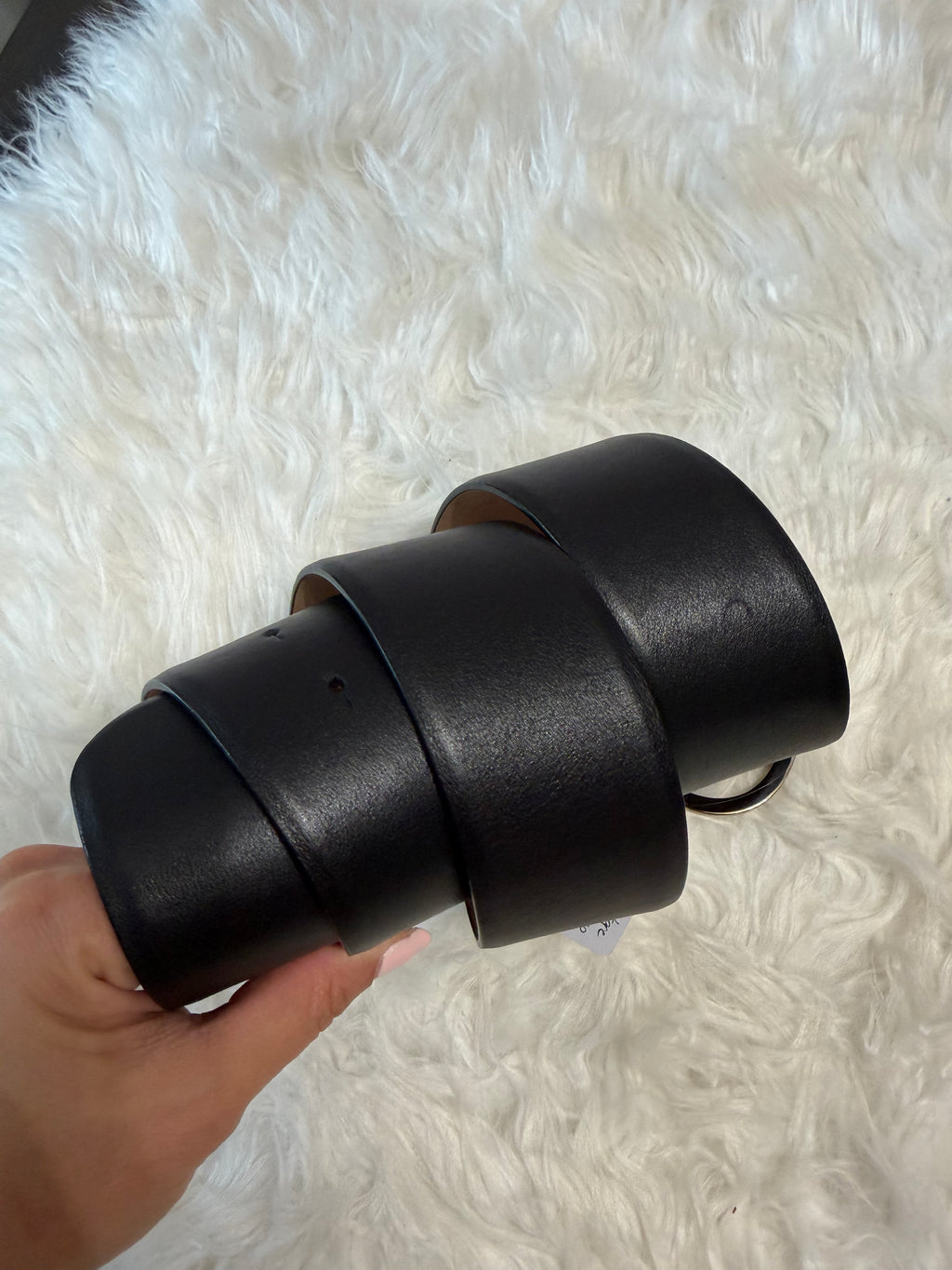 VINTAGE CHANEL LARGE CC LOGO LEATHER BELT