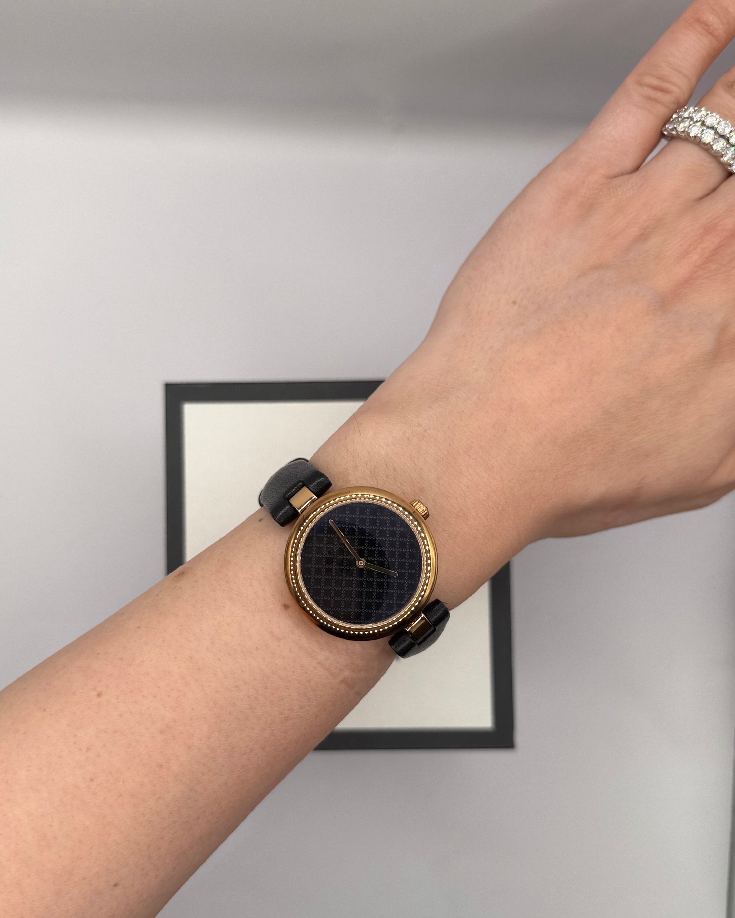 GUCCI DIAMANTISSIMA LEATHER WATCH WITH ROSE GOLD 32 MM