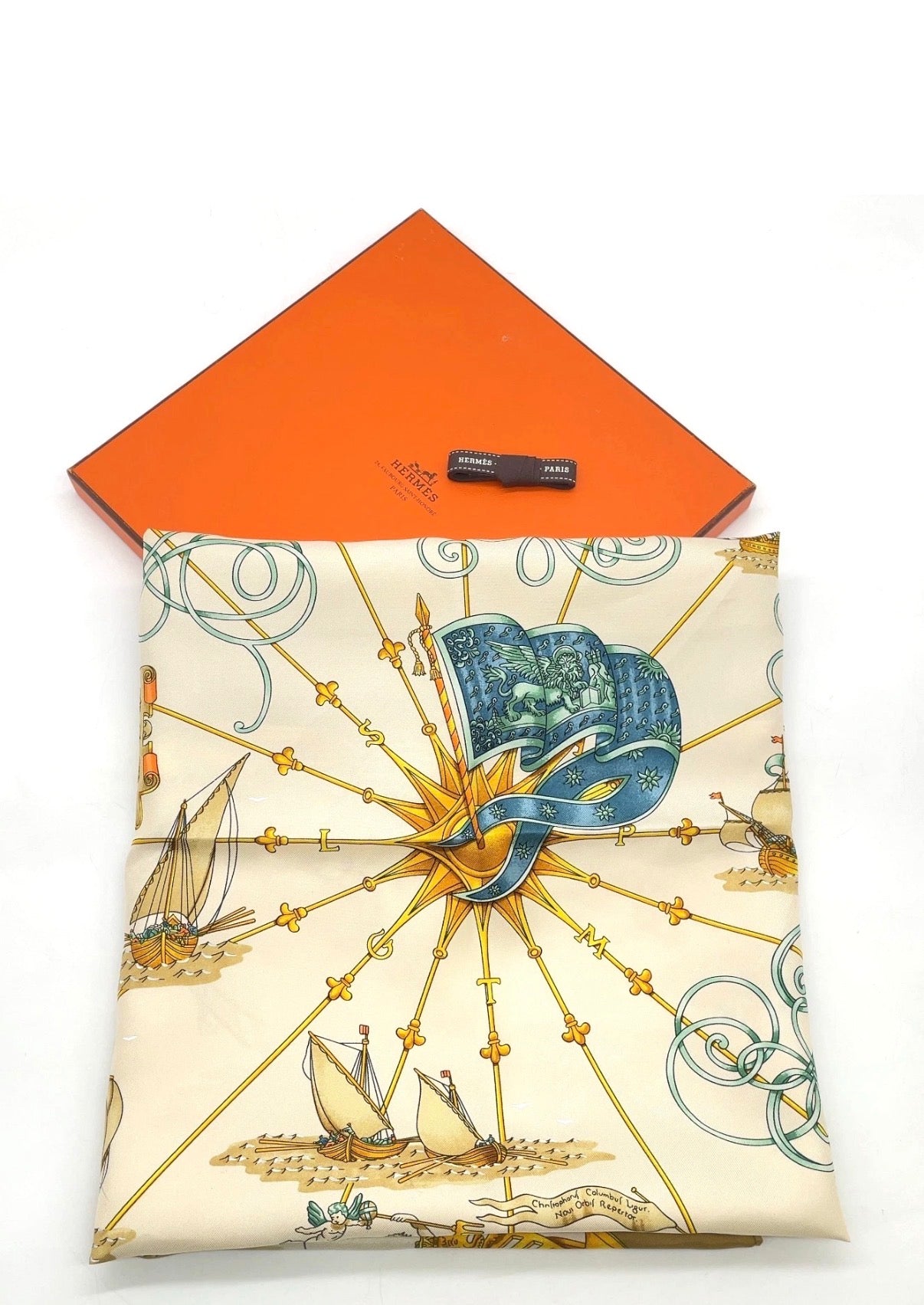HERMES SAILBOAT OF LIGHT SILK SCARF