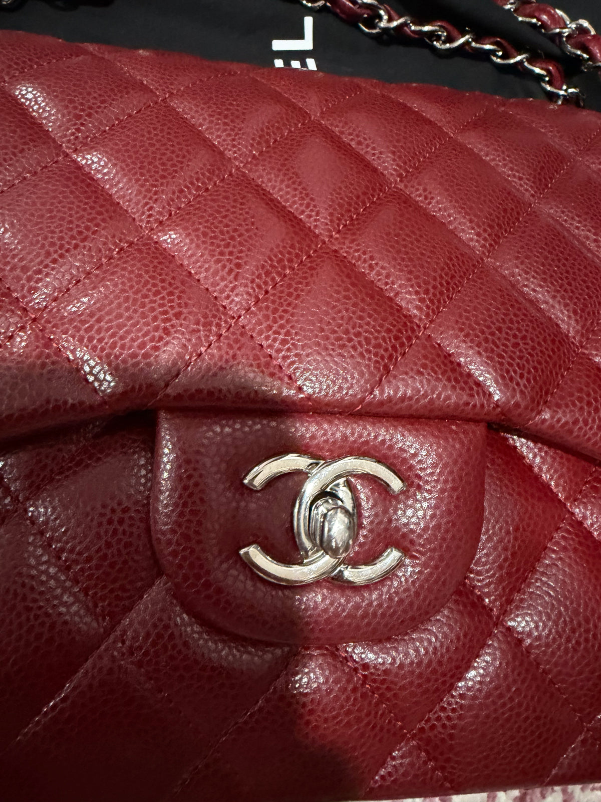 CHANEL DOUBLE CLASSIC FLAP JUMBO IN CAVIAR LEATHER
