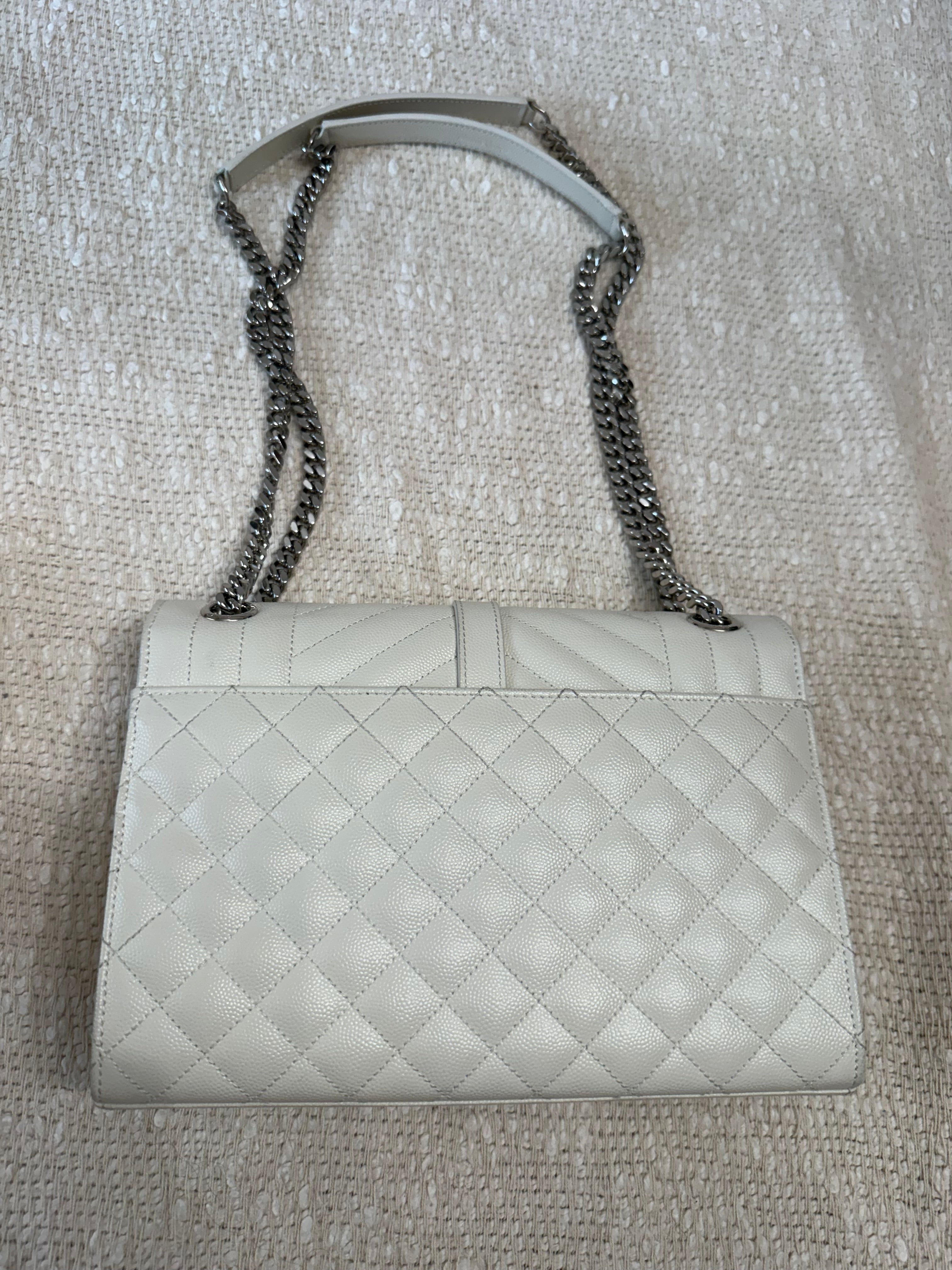 SAINT LAURENT MEDIUM ENVELOPE BAG QUILTED GRAIN LEATHER