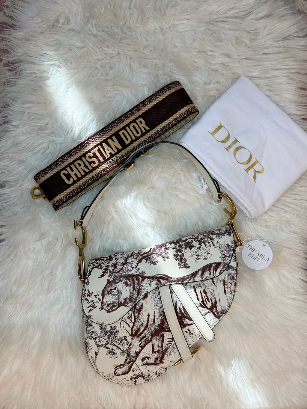 DIOR MEDIUM SADDLE TOILE DE JOUR TIGER EMBROIDERED CALFSKIN
