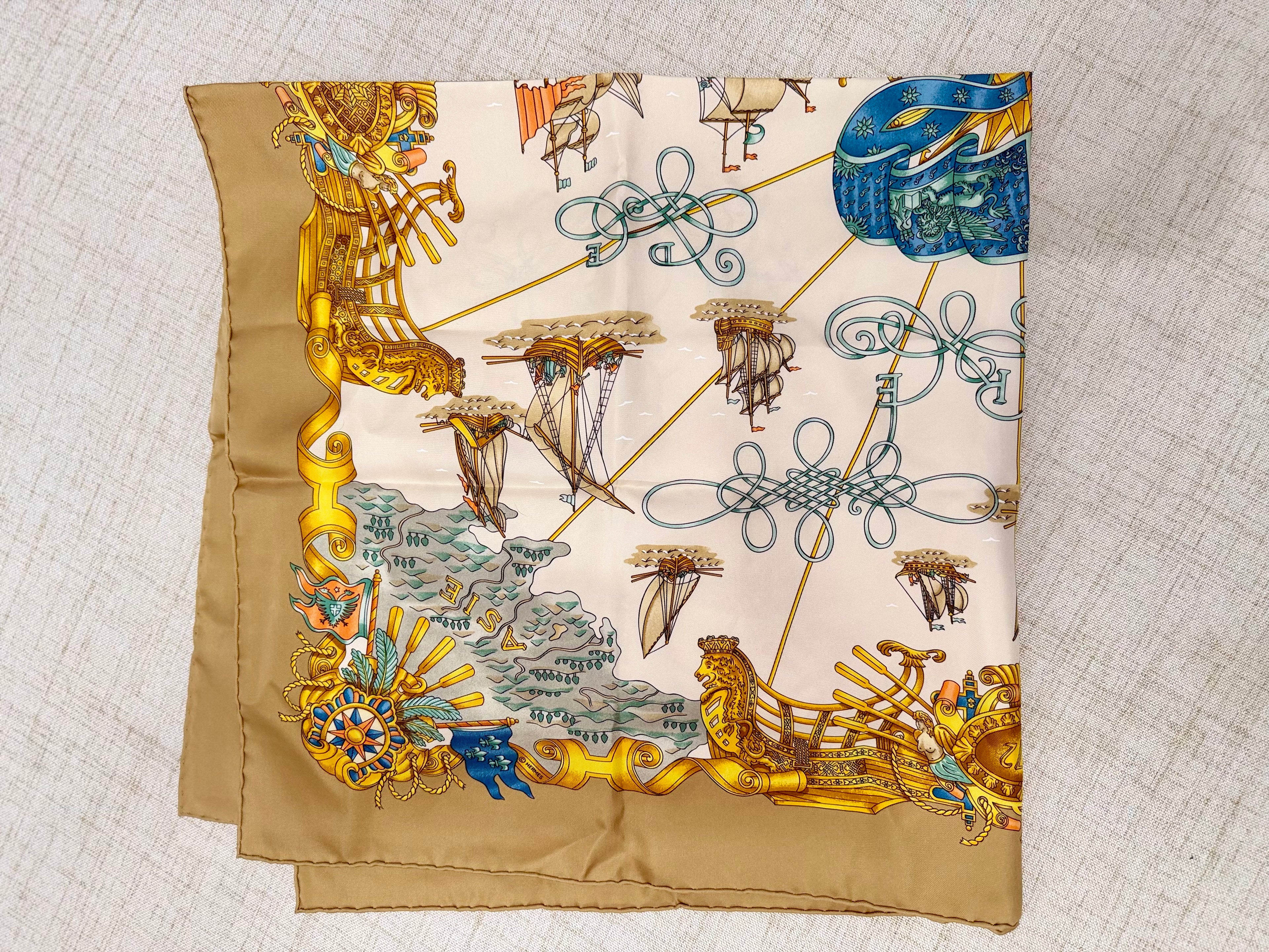 HERMES SAILBOAT OF LIGHT SILK SCARF