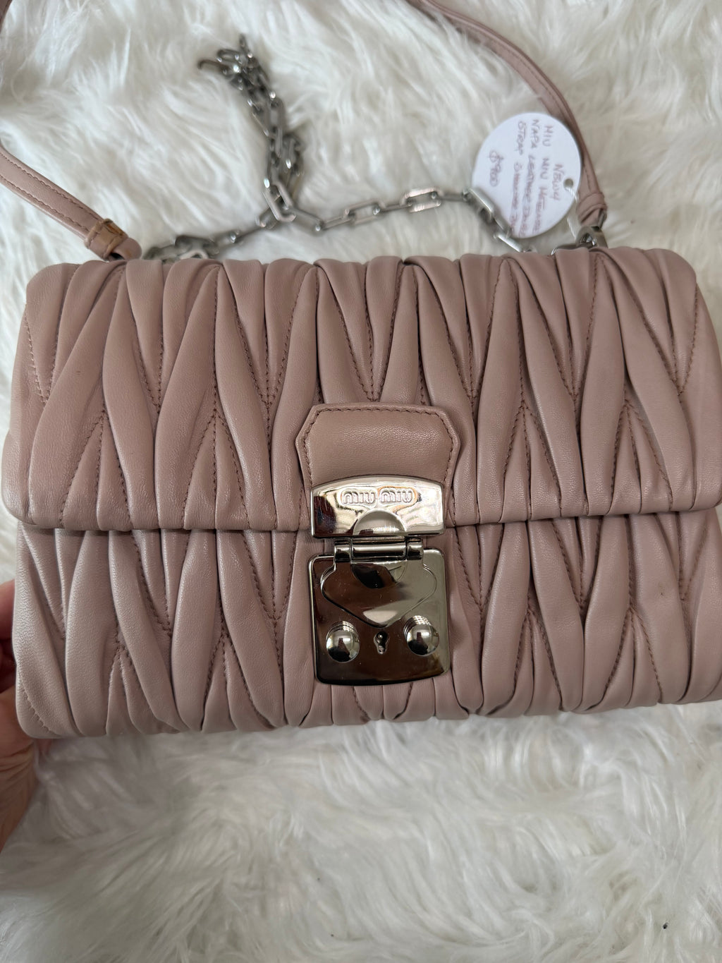 MIU MIU MATELASSE NAPPA LEATHER DOUBLE STRAP BAG