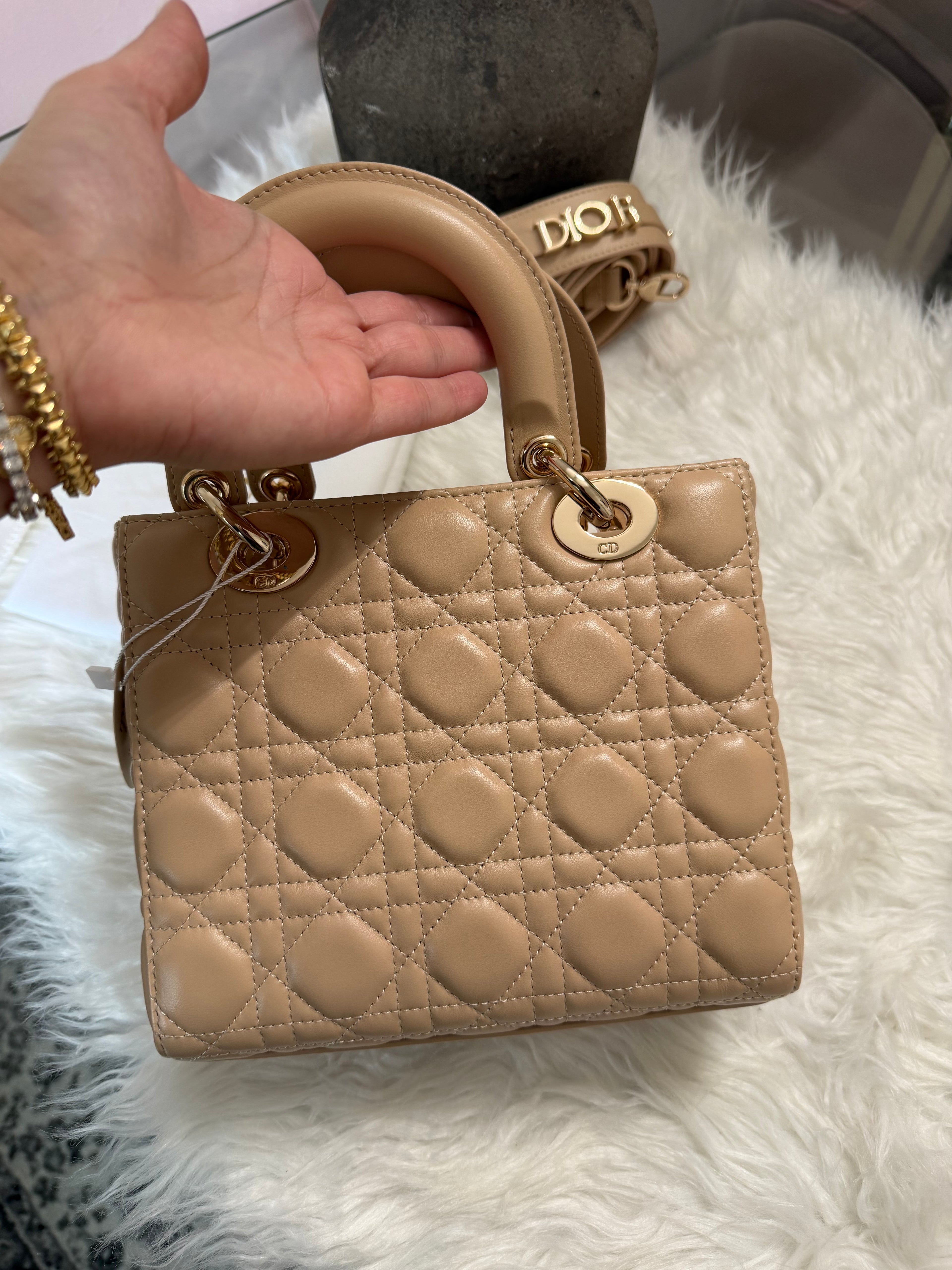 CHRISTIAN DIOR MY LADY D LAMBSKIN CANNAGE WITH LUCKY BADGES