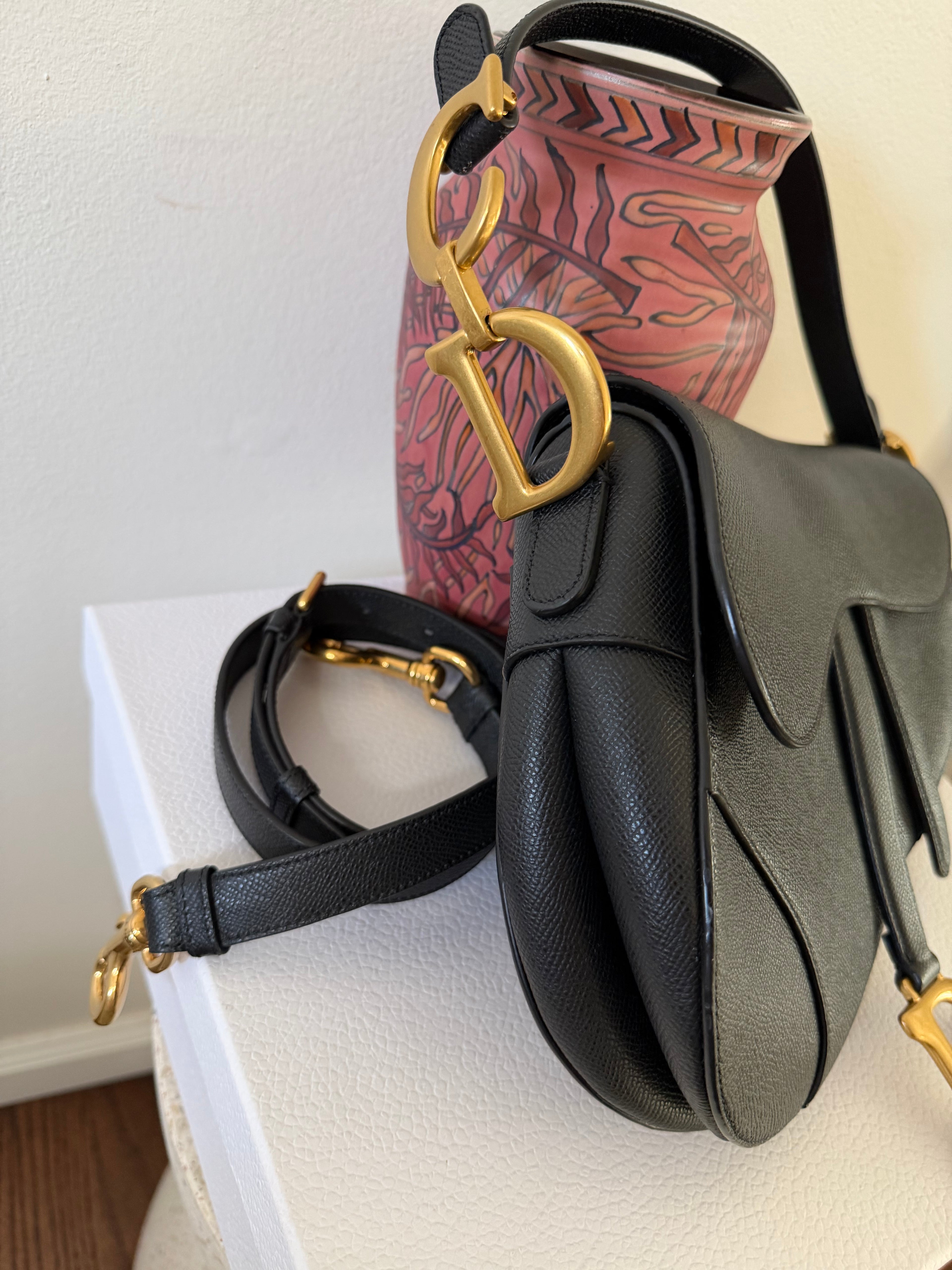 CHRISTIAN DIOR SADDLE GRAINED CALFSKIN BAG