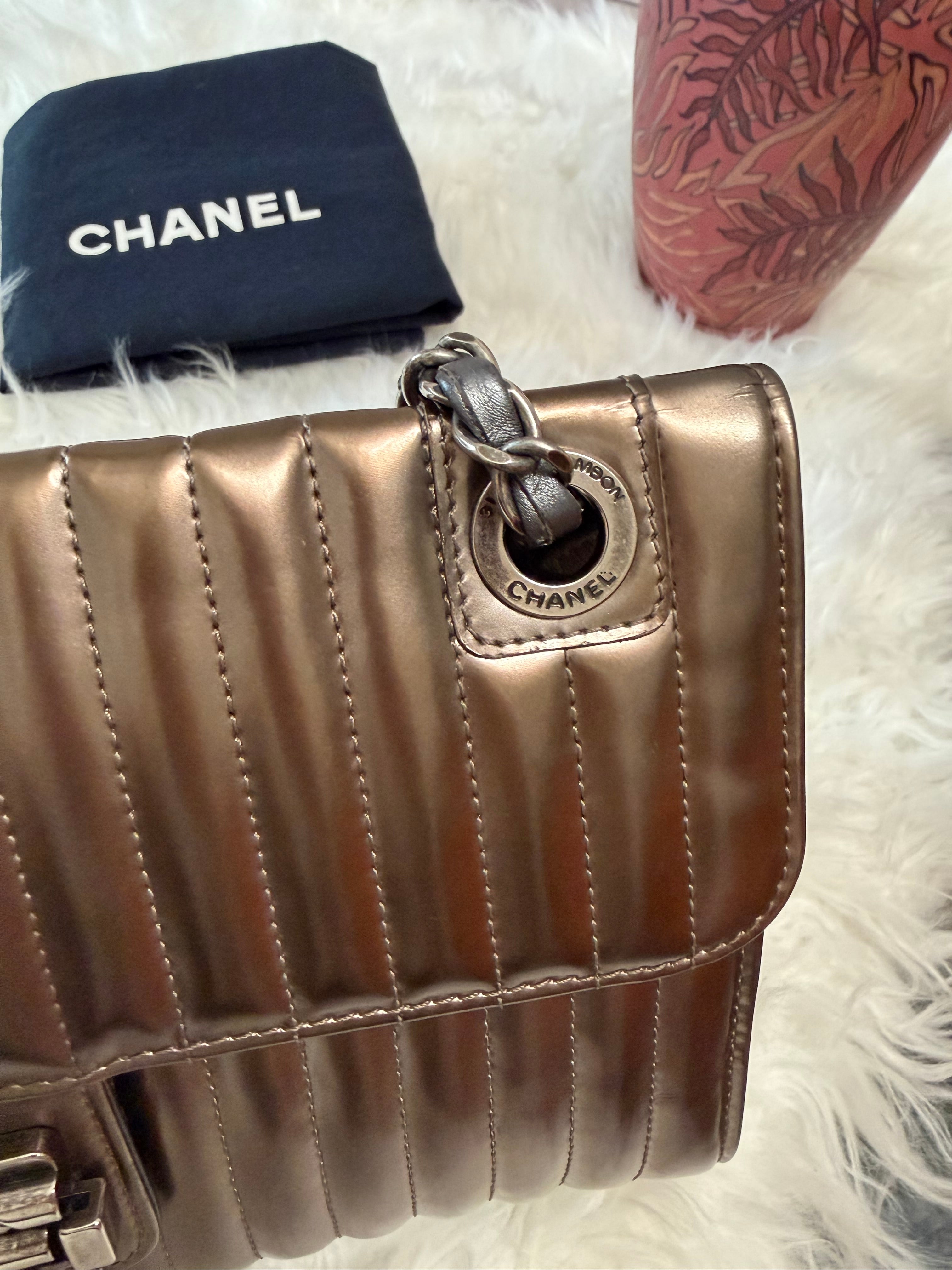 CHANEL MAHARAJA EXPRESS METALLIC PATENT FLAP WITH RHW