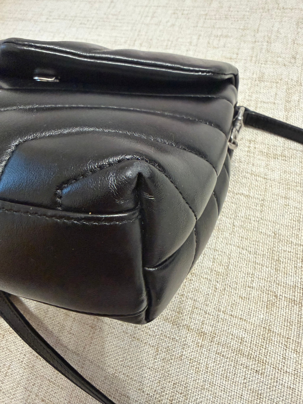 SAINT LAURENT Toy Loulou Calfskin Y Quilted Monogram Crossbody Bag