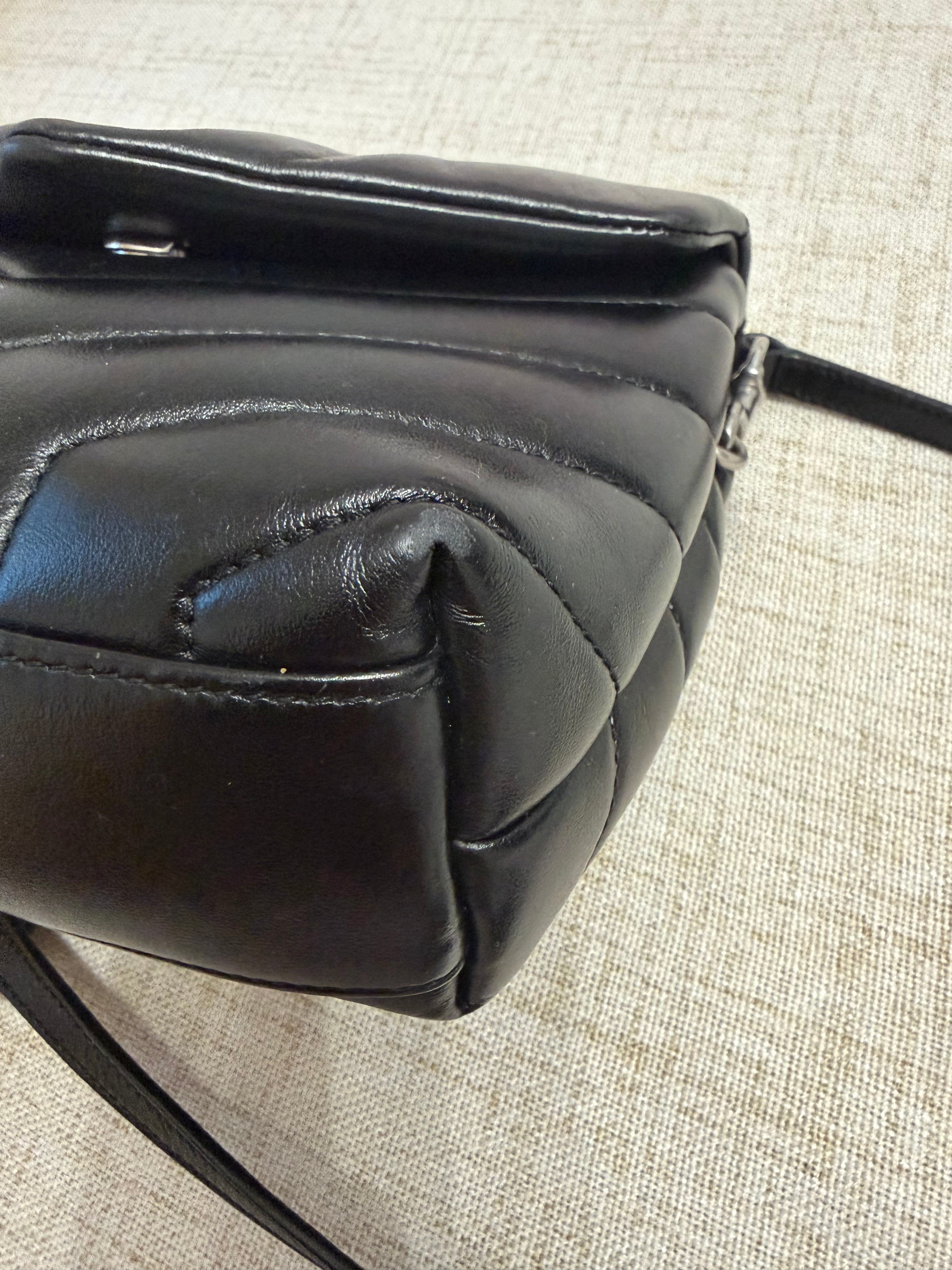 SAINT LAURENT Toy Loulou Calfskin Y Quilted Monogram Crossbody Bag