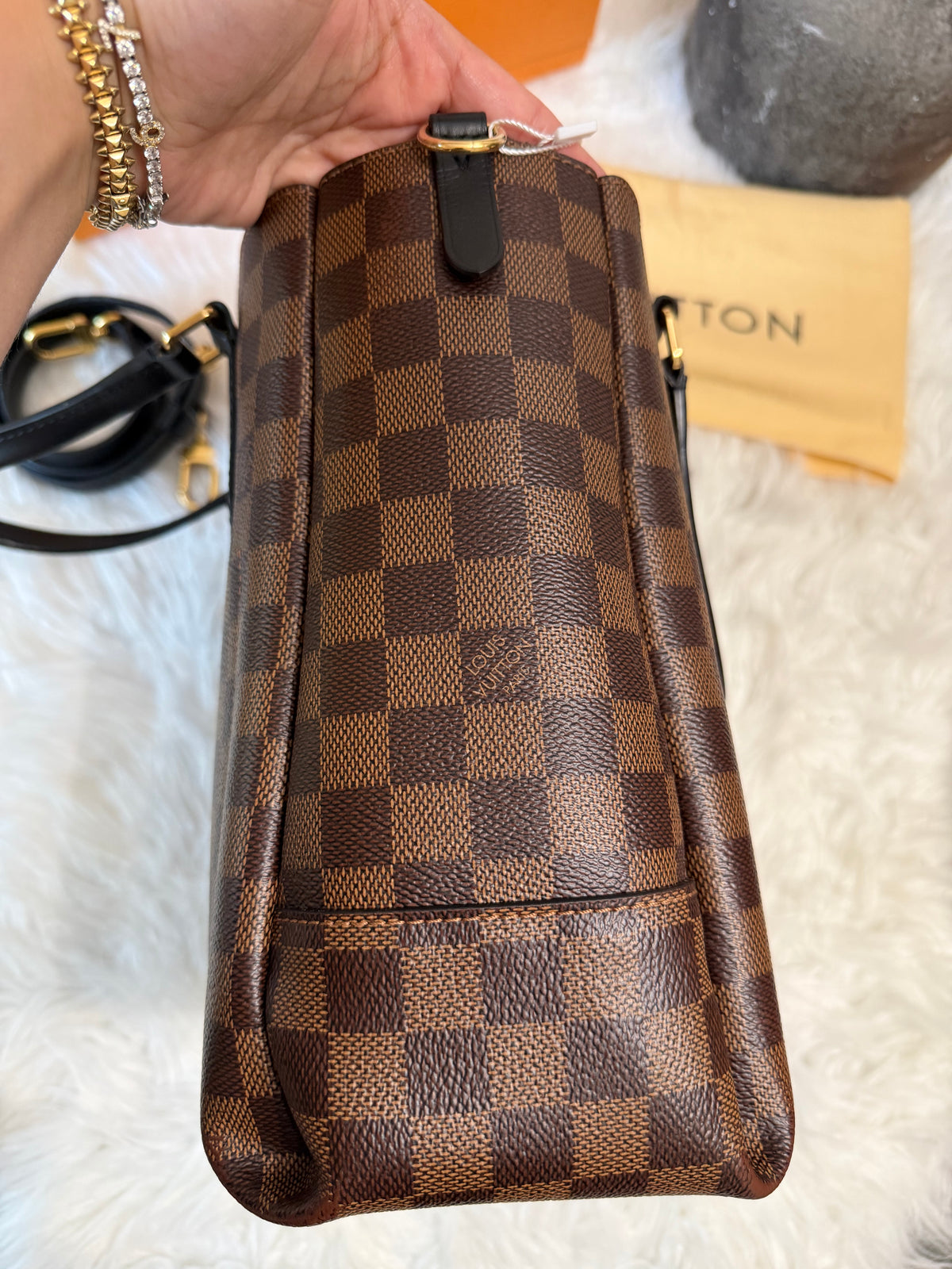 LOUIS VUITTON DAMIER EBENE BELMONT PM TOTE WITH MINI WALLET (POUCH)