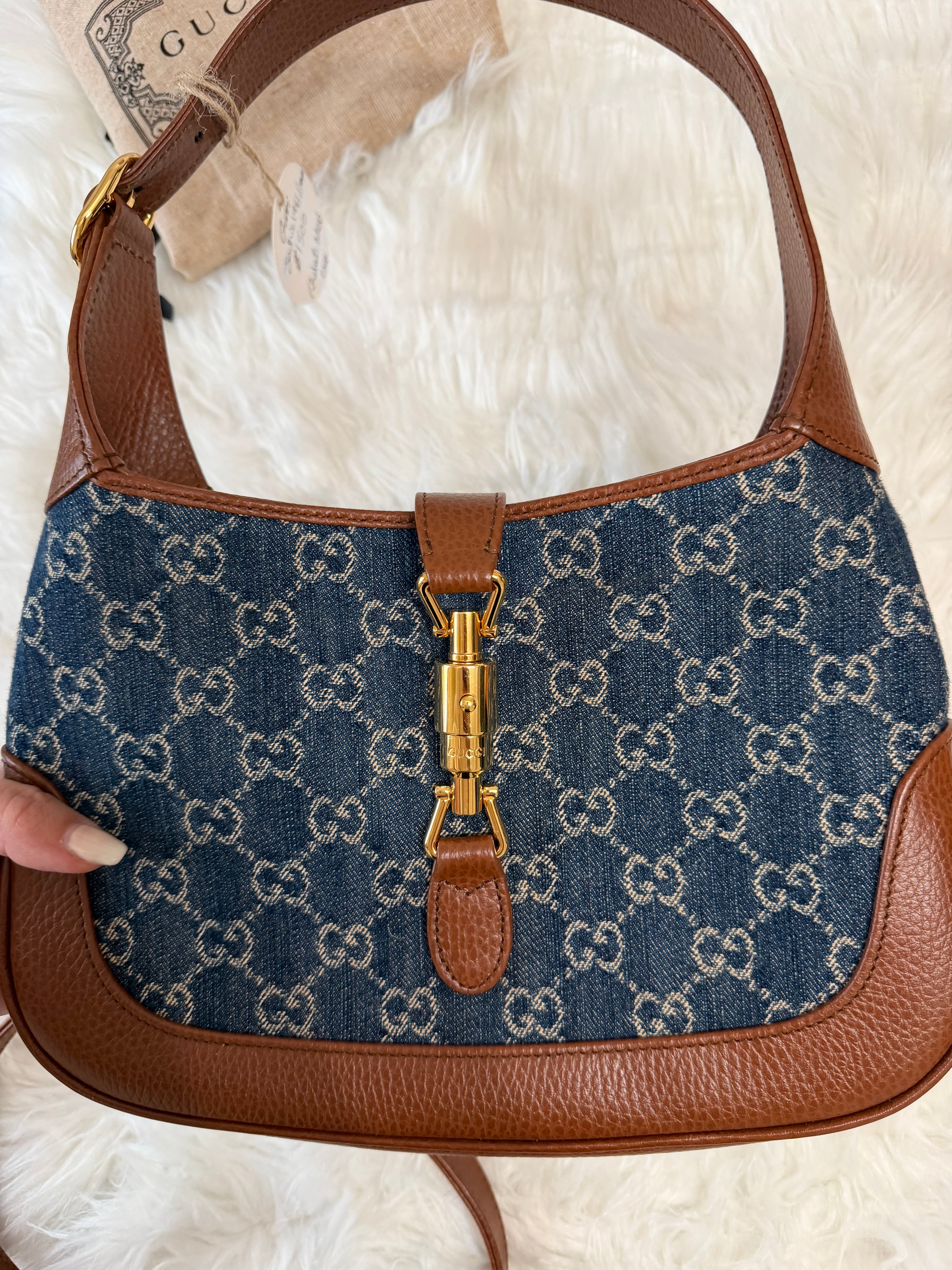 GUCCI JACKIE 1961 SMALL DENIM SHOULDER BAG