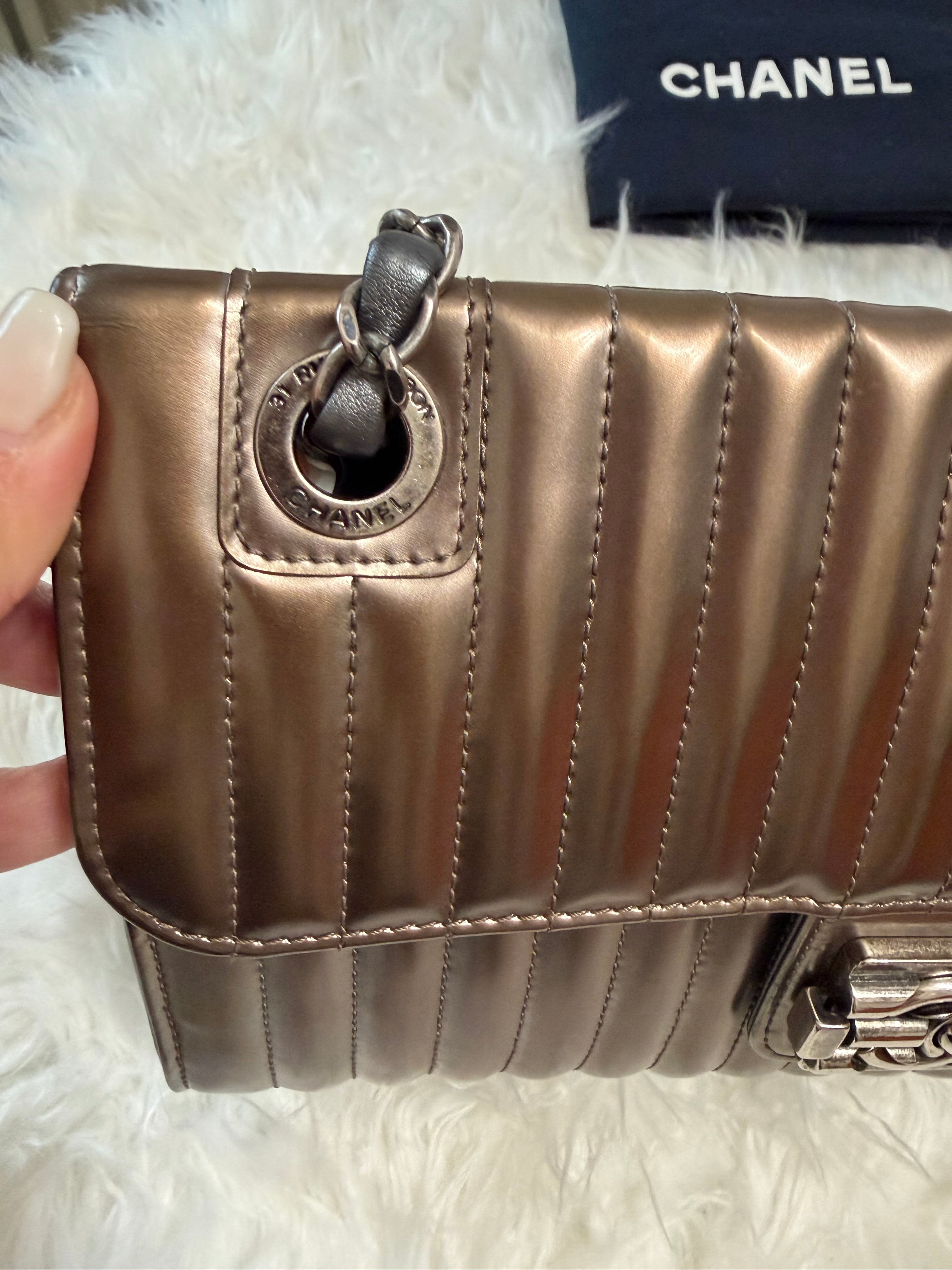 CHANEL MAHARAJA EXPRESS METALLIC PATENT FLAP WITH RHW