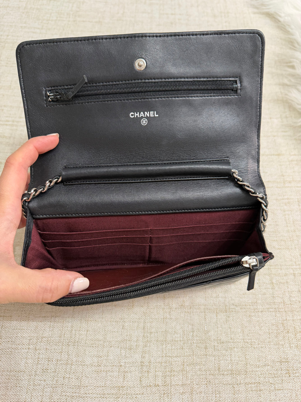 CHANEL LAMBSKIN WALLET ON CHAIN