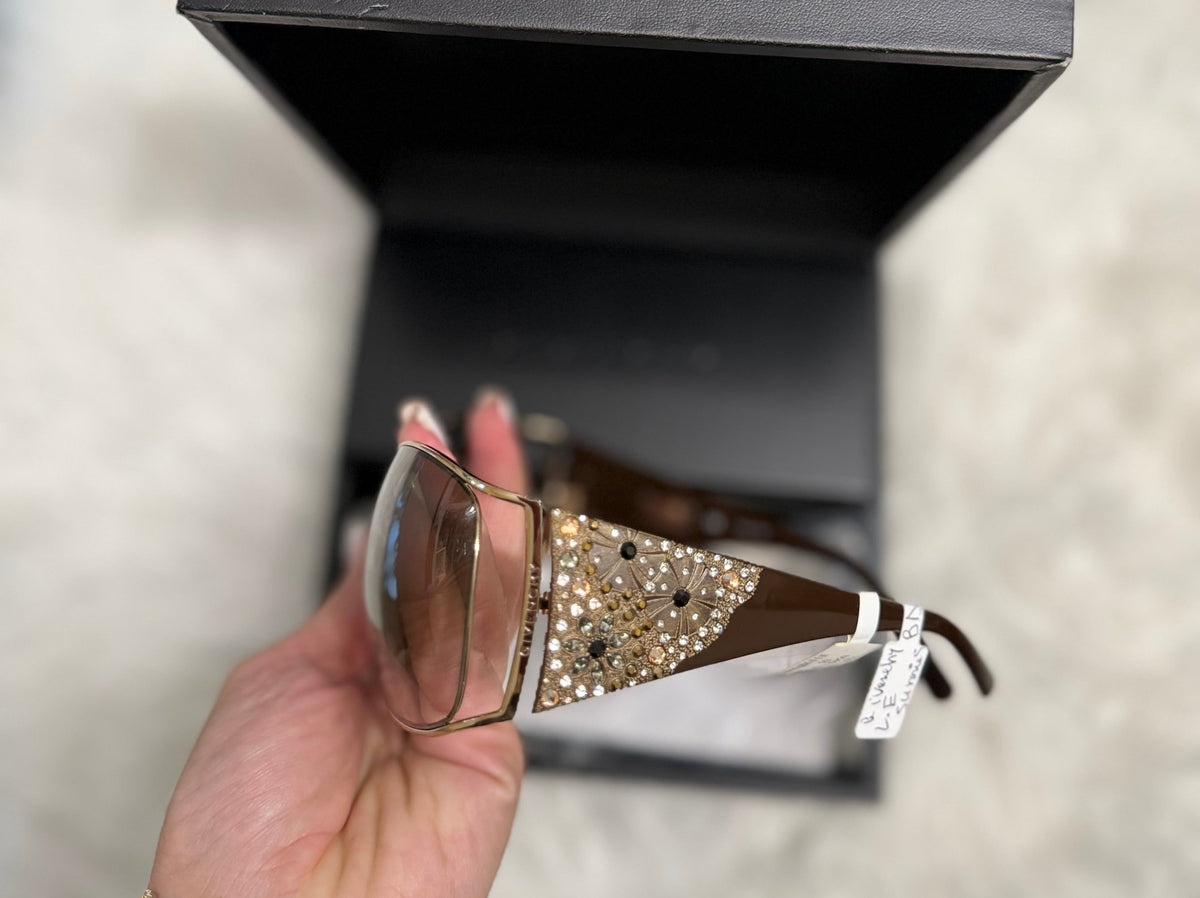 GIVENCHY SGV 364S LIMITED EDITION SUNGLASSES WITH FLORAL CRYSTAL