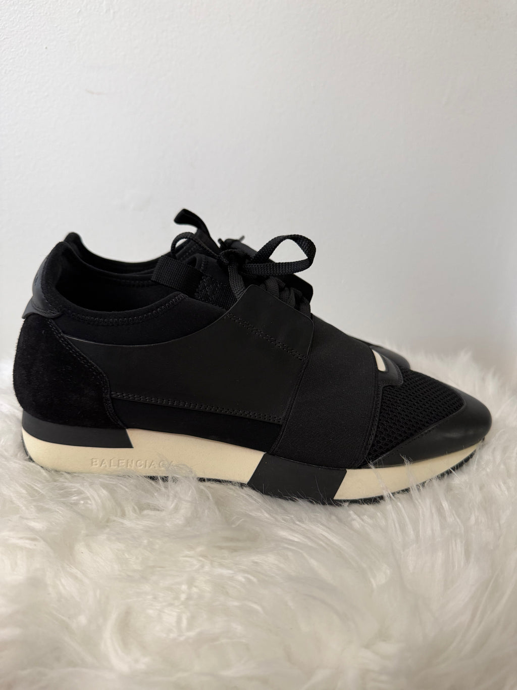 Balenciaga Race Runner mesh and leather sneakers
