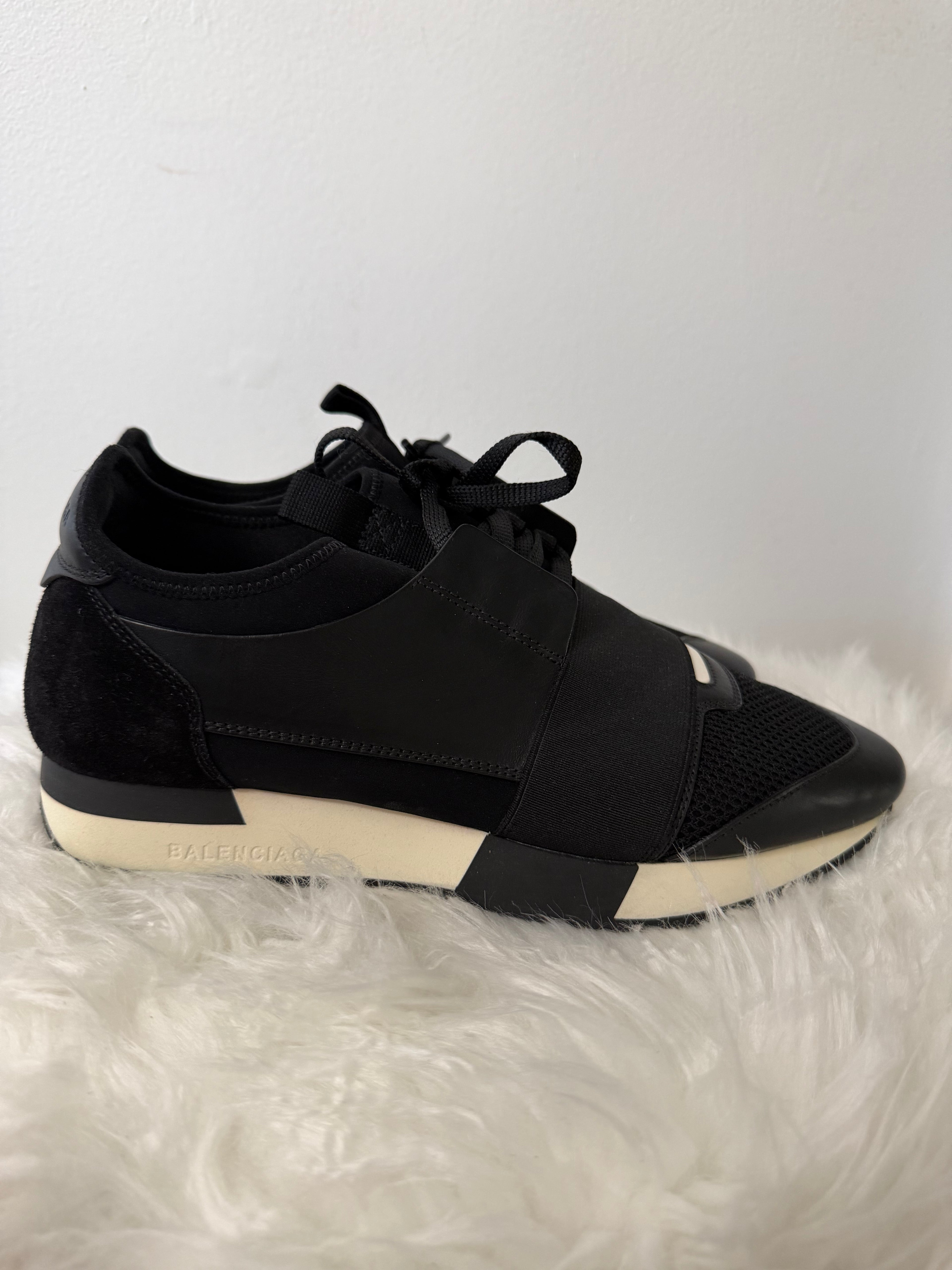 Balenciaga Race Runner mesh and leather sneakers