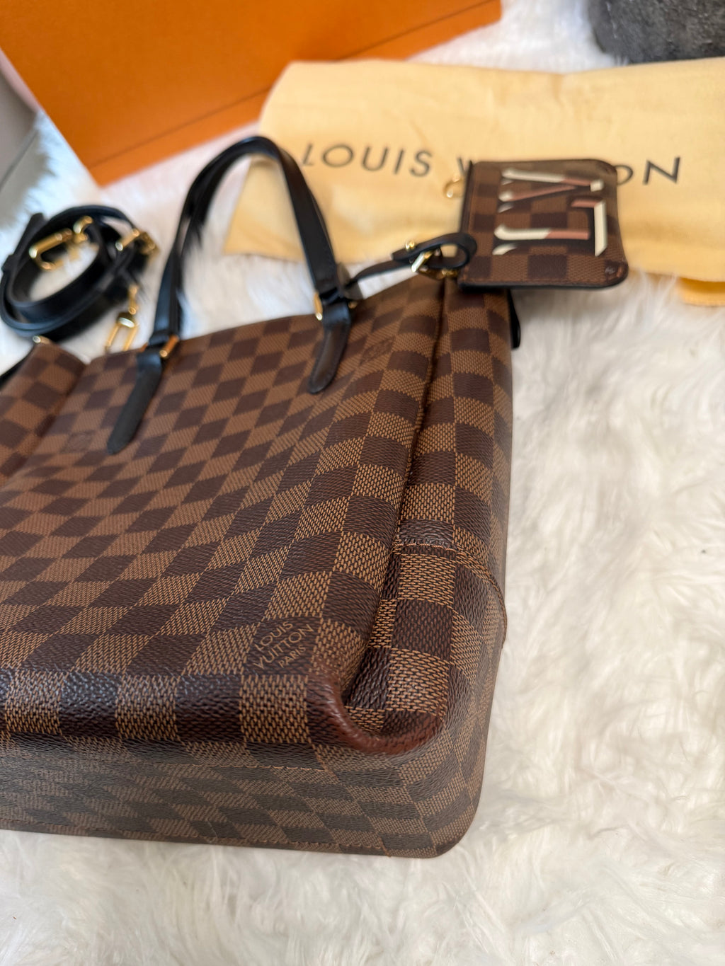 LOUIS VUITTON DAMIER EBENE BELMONT PM TOTE WITH MINI WALLET (POUCH)