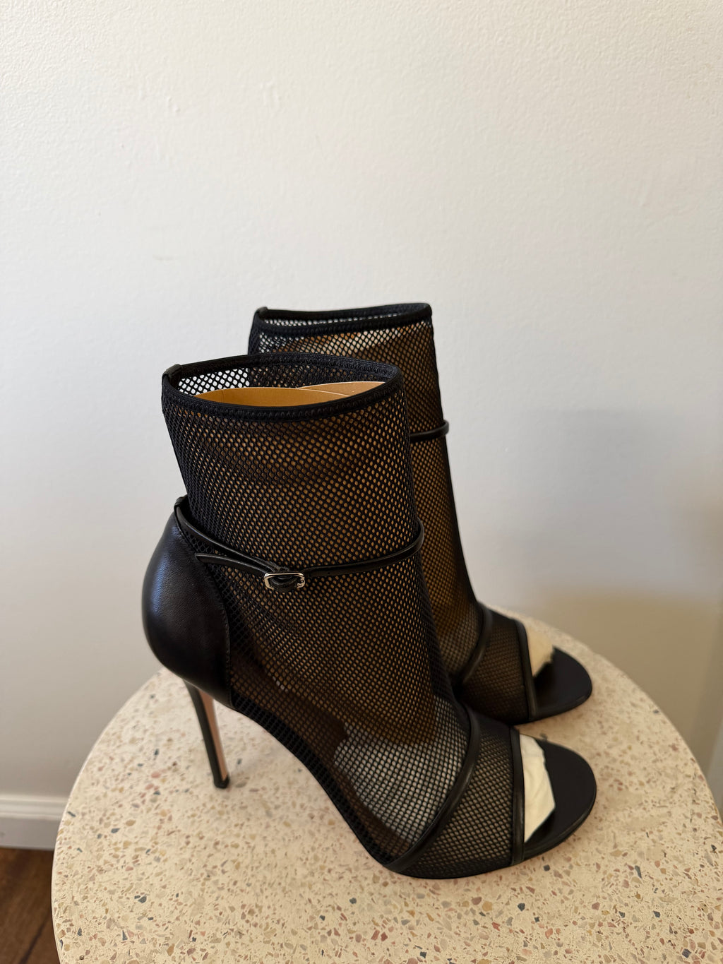 Gianvitto Rossi Mesh Leather Ankle Boots