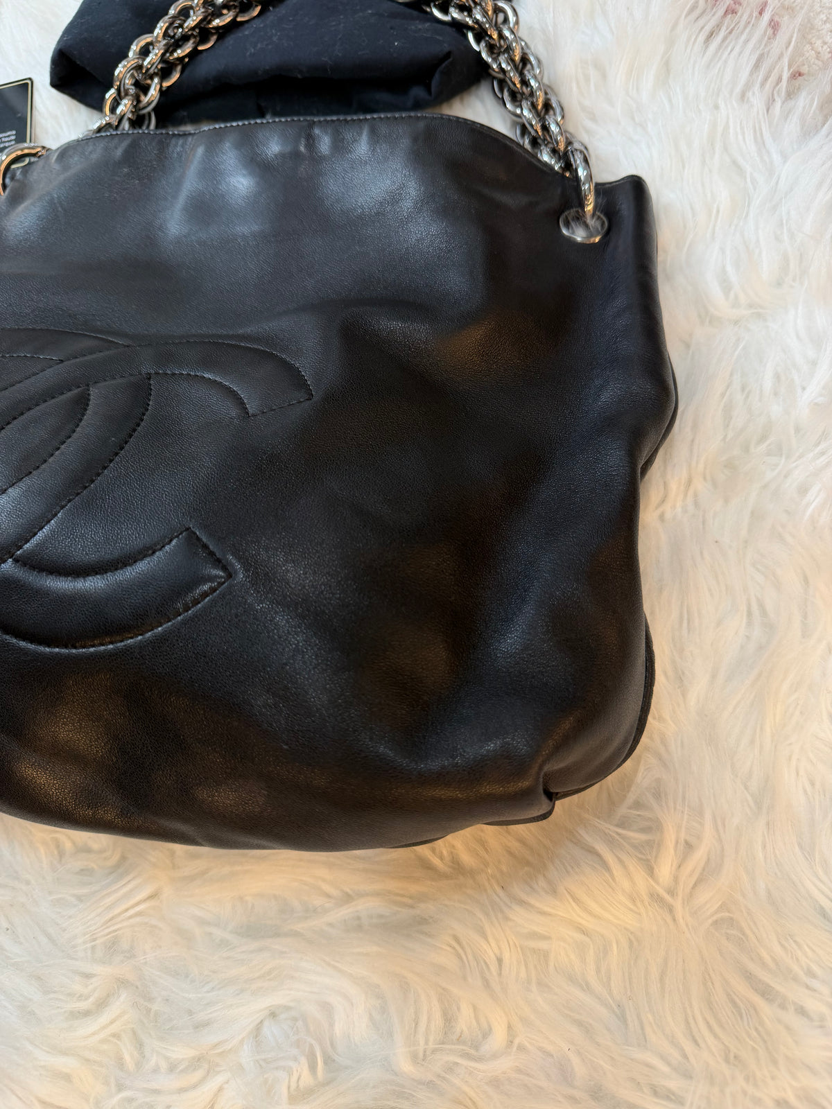 CHANEL LAMBSKIN CHAIN HOBO BAG