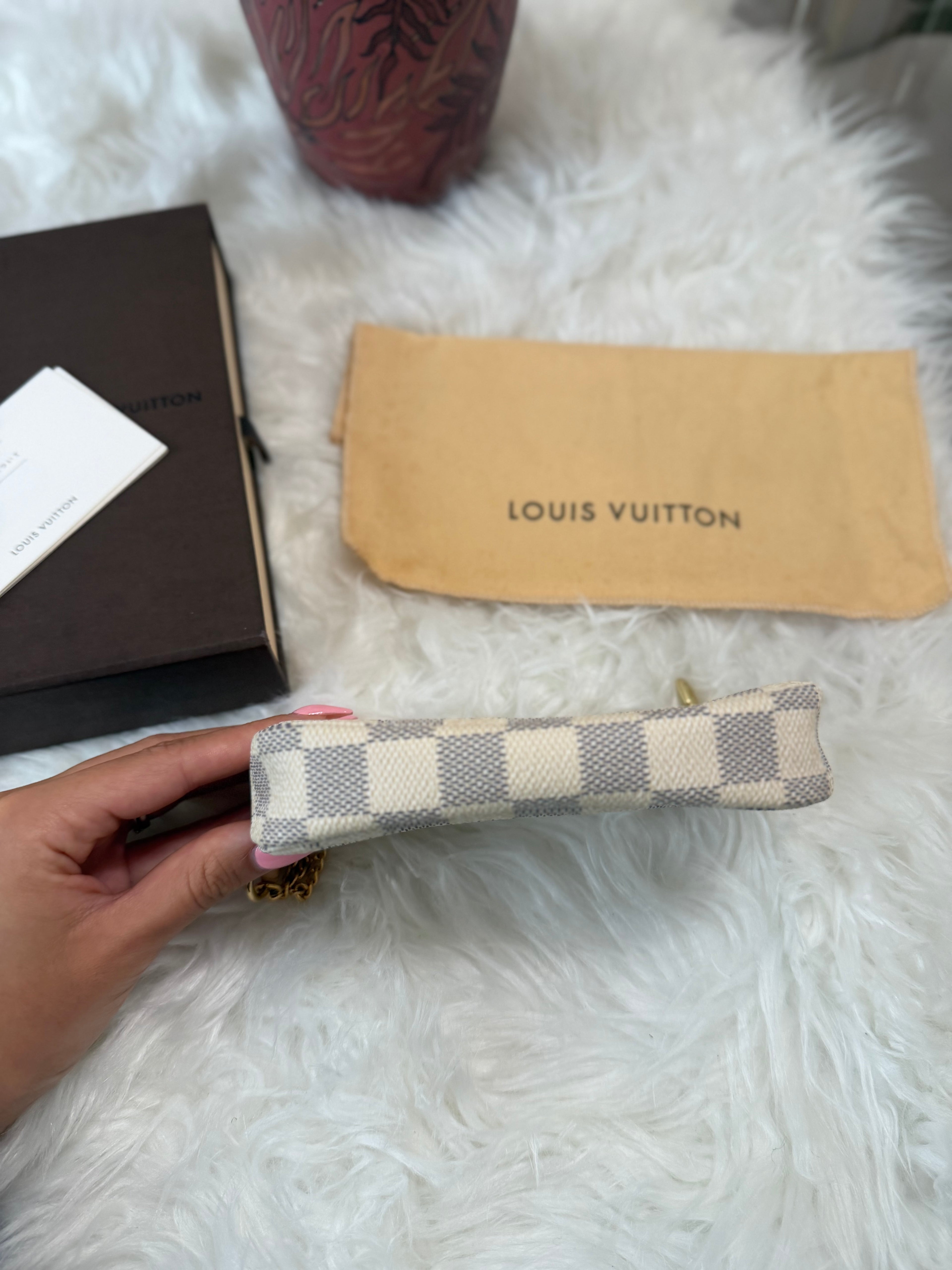 LOUIS VUITTON MINI POCHETTE DAMIER AZUR CANVAS LEATHER