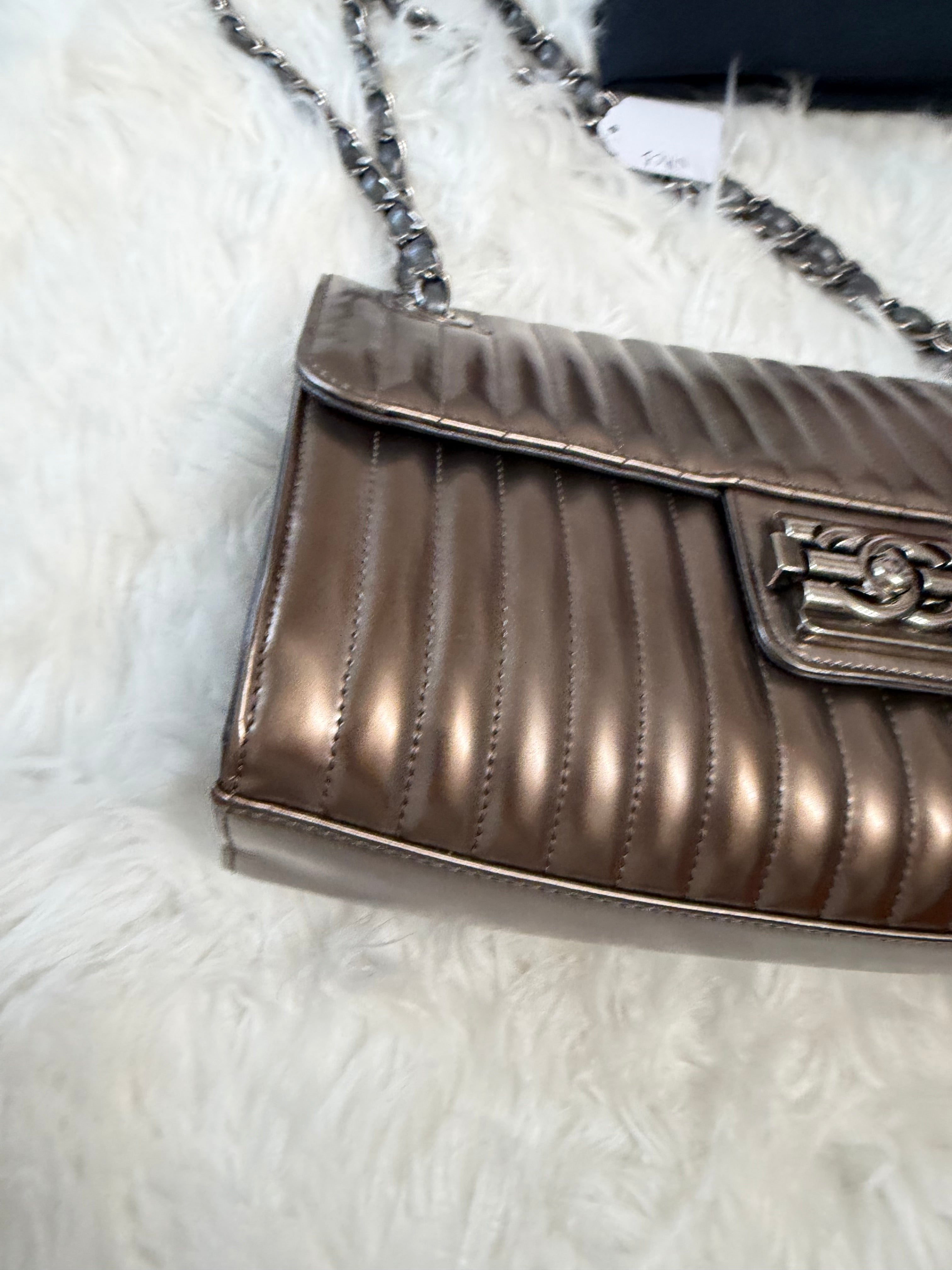 CHANEL MAHARAJA EXPRESS METALLIC PATENT FLAP WITH RHW