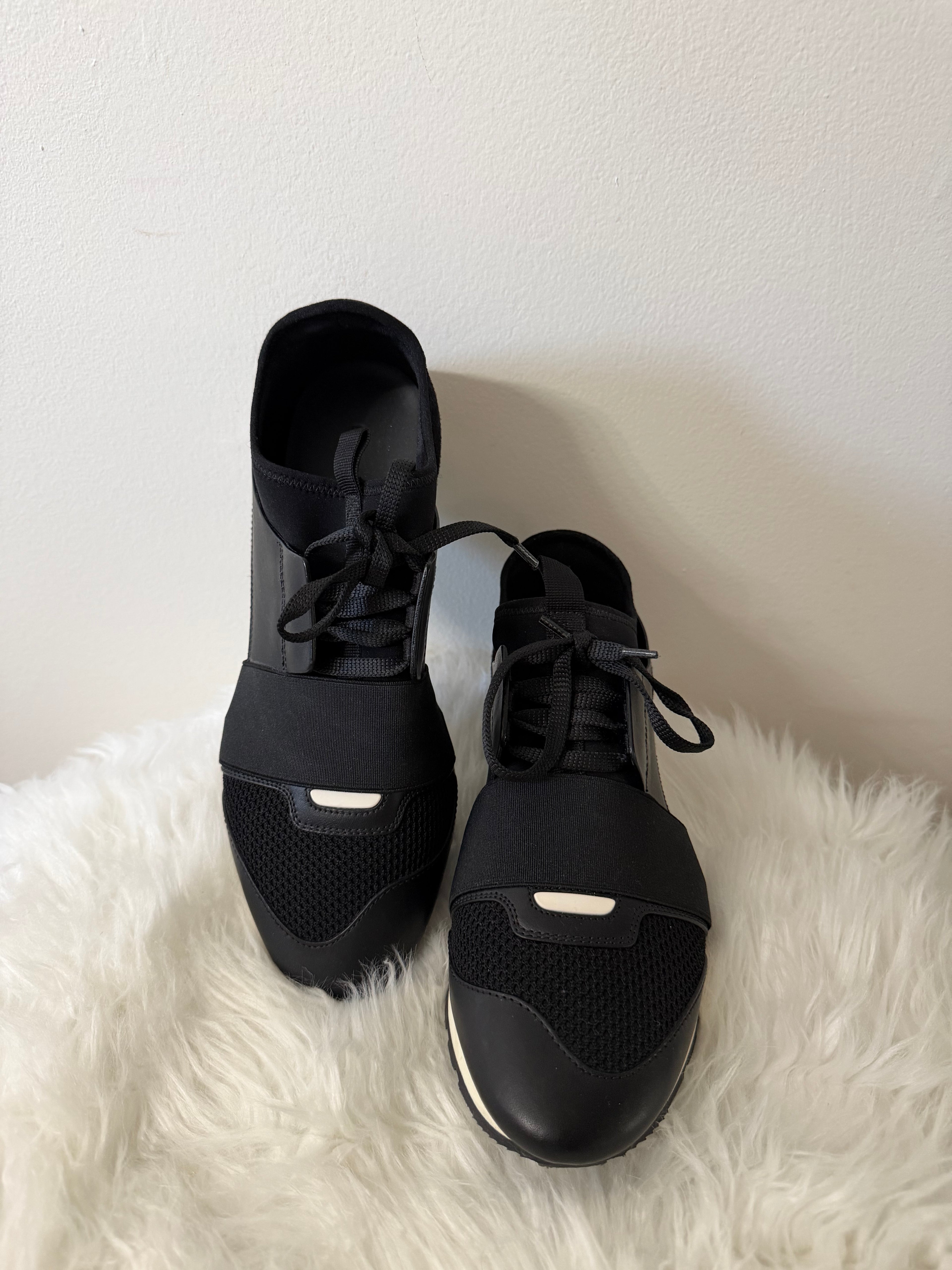 Balenciaga Race Runner mesh and leather sneakers