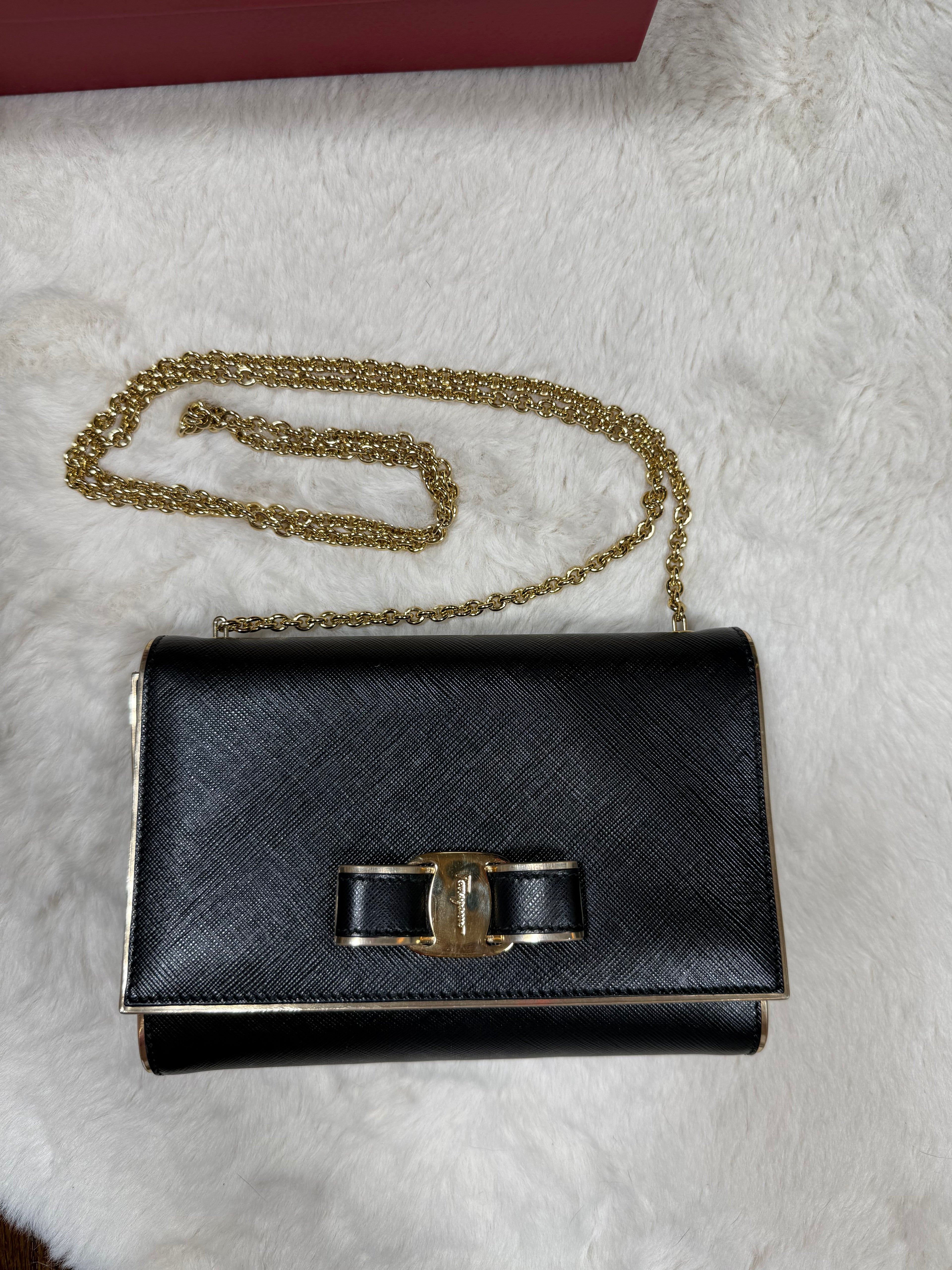 SALVATORE FERRAGAMO MINI CLUTH WITH CHAIN