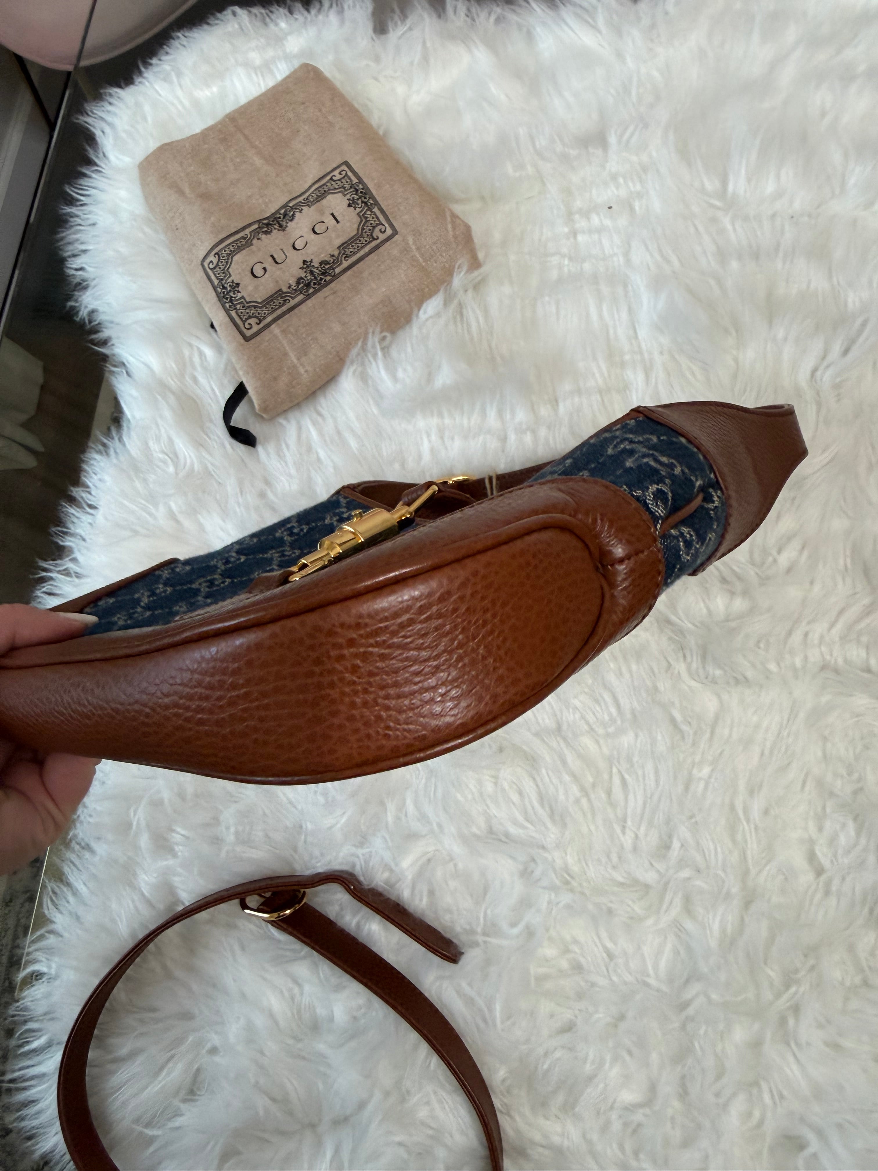GUCCI JACKIE 1961 SMALL DENIM SHOULDER BAG