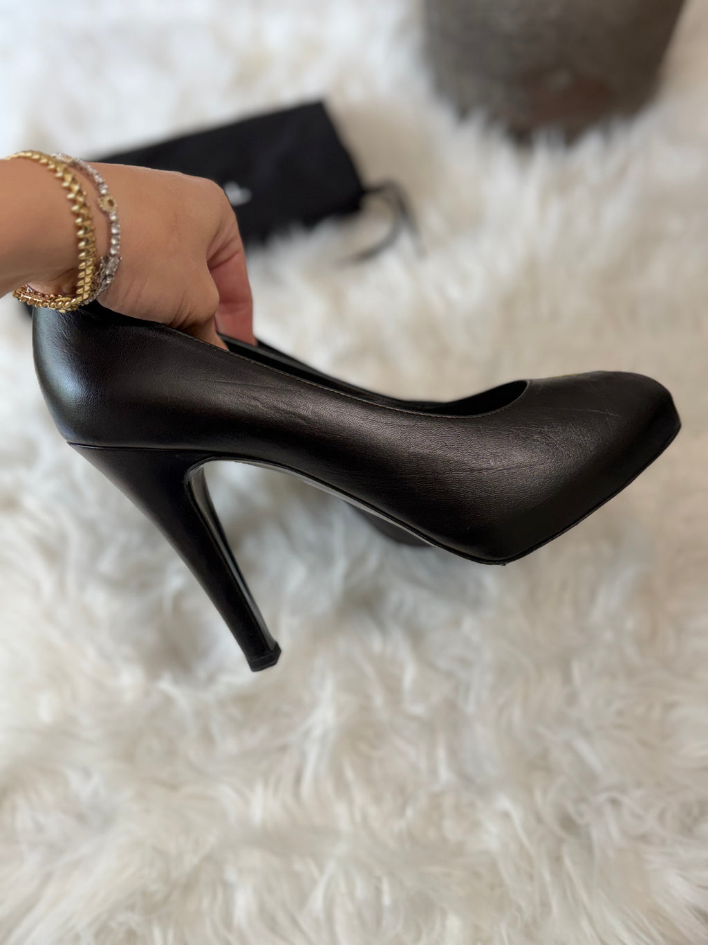 CHANEL LEATHER HIGH HEEL STILETTO WITH SMALL GOLD CC LOGO