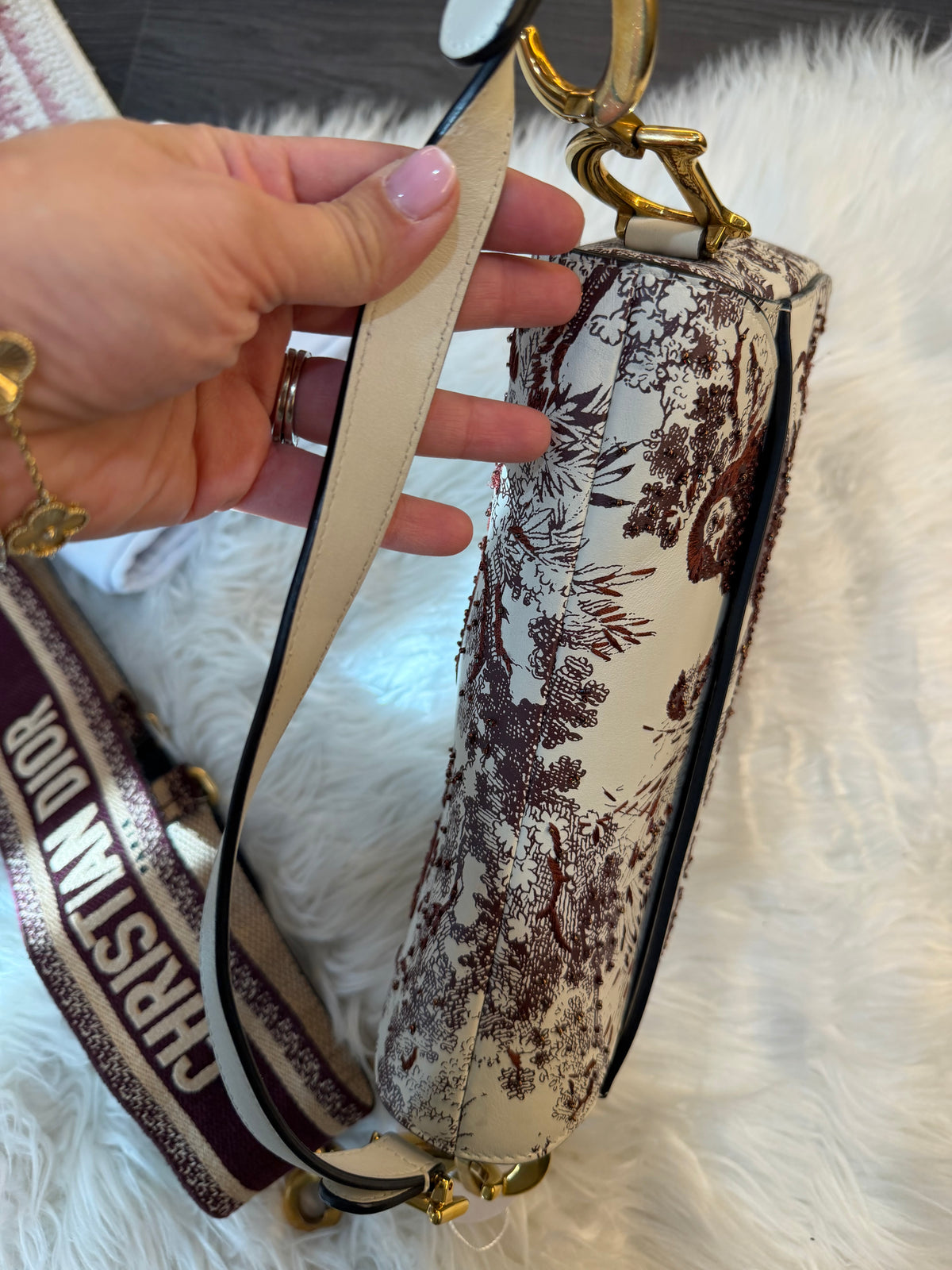 DIOR MEDIUM SADDLE TOILE DE JOUR TIGER EMBROIDERED CALFSKIN