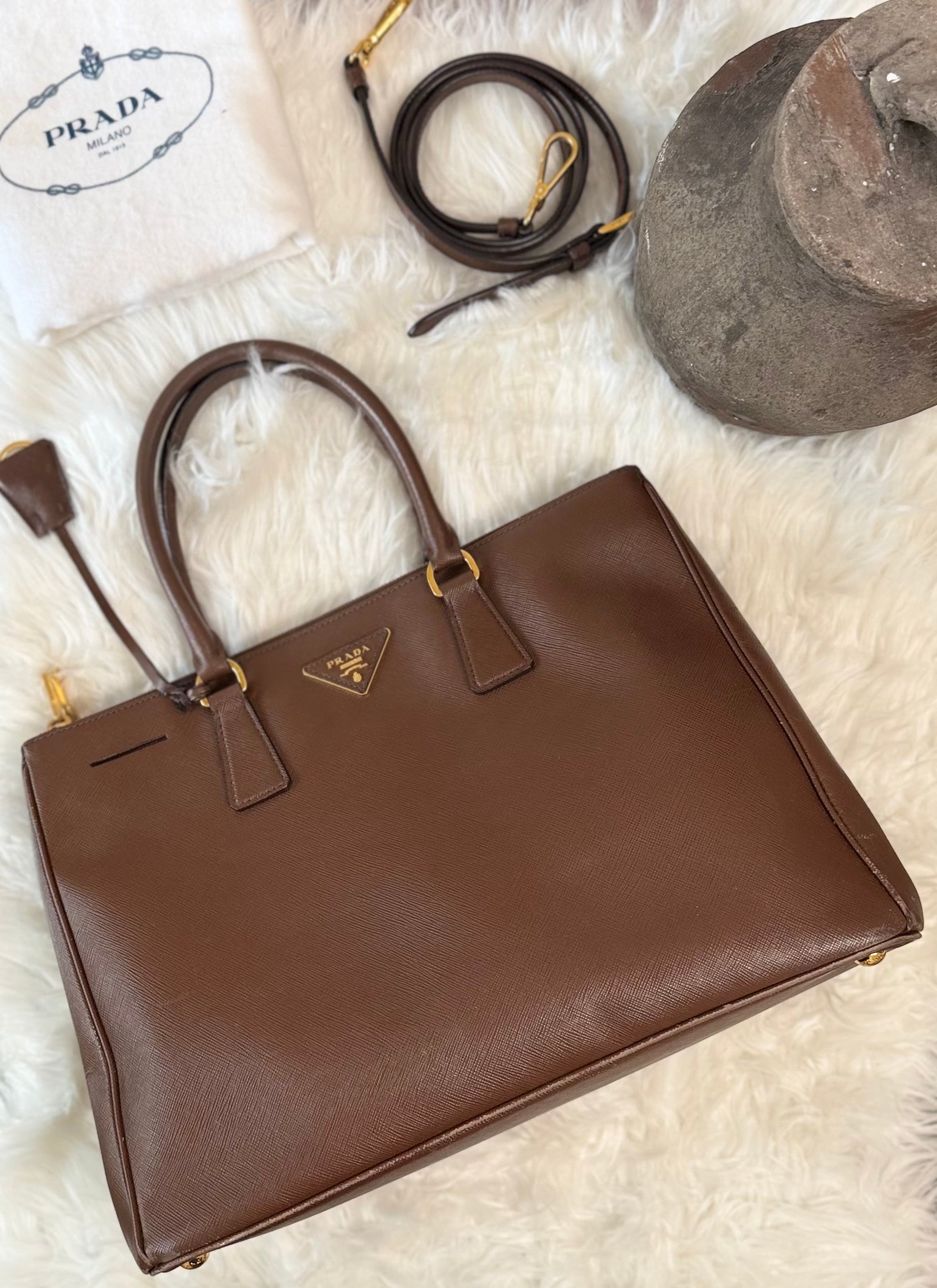 PRADA LARGE DOUBLE ZIP TOTE SAFFIANO BAG