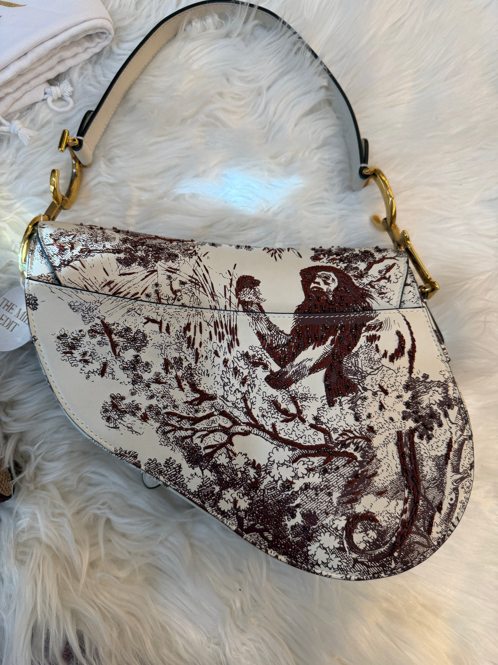 DIOR MEDIUM SADDLE TOILE DE JOUR TIGER EMBROIDERED CALFSKIN