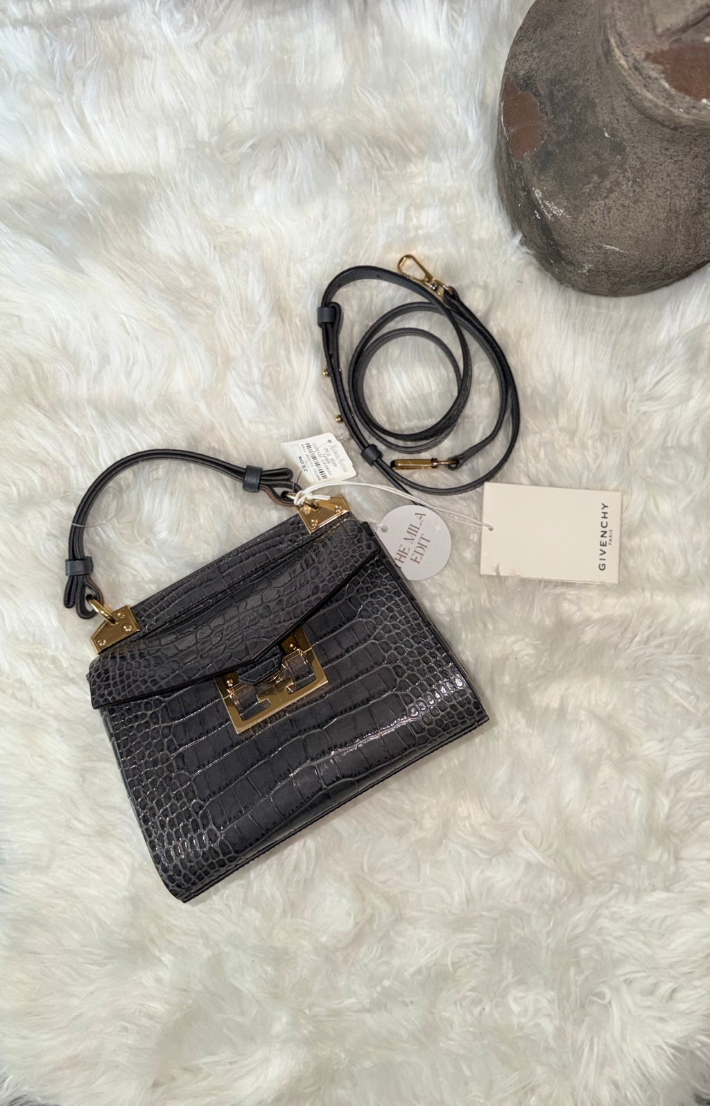Authentic New GIVENCHY EDEN MINI CROC Embossed BAG
