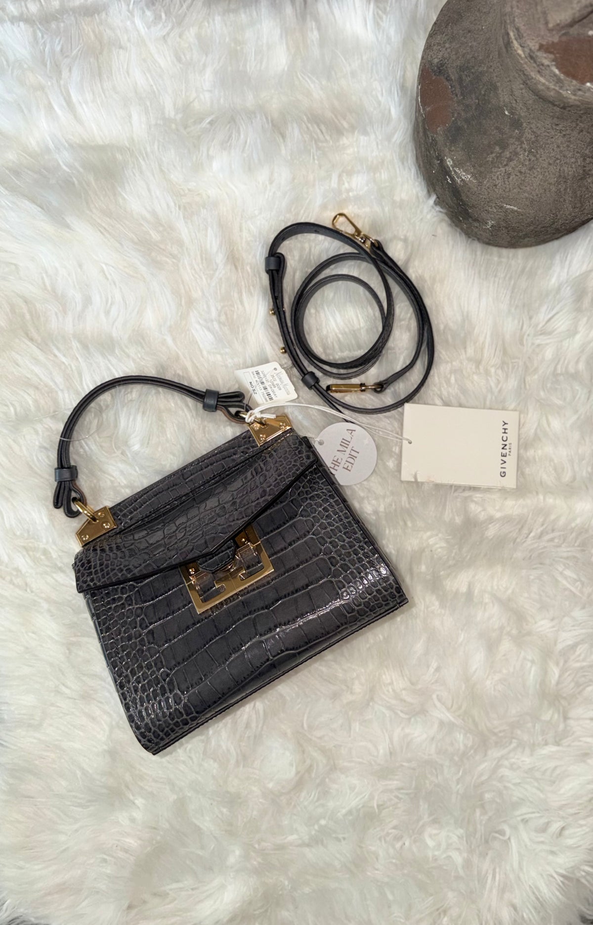 Authentic New GIVENCHY EDEN MINI CROC Embossed BAG