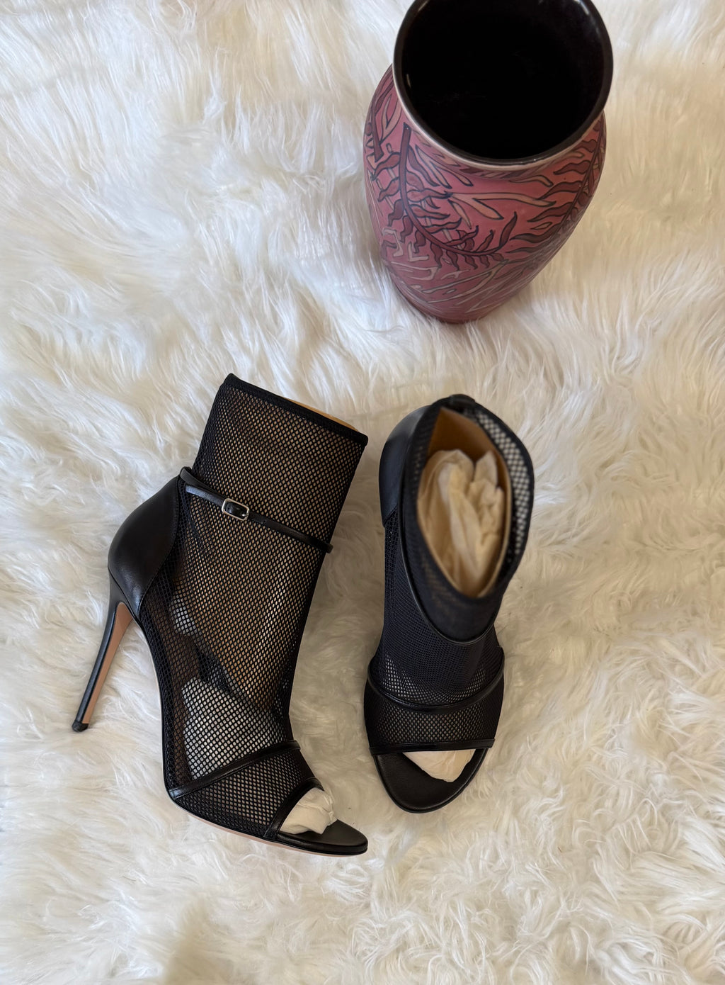 Gianvitto Rossi Mesh Leather Ankle Boots