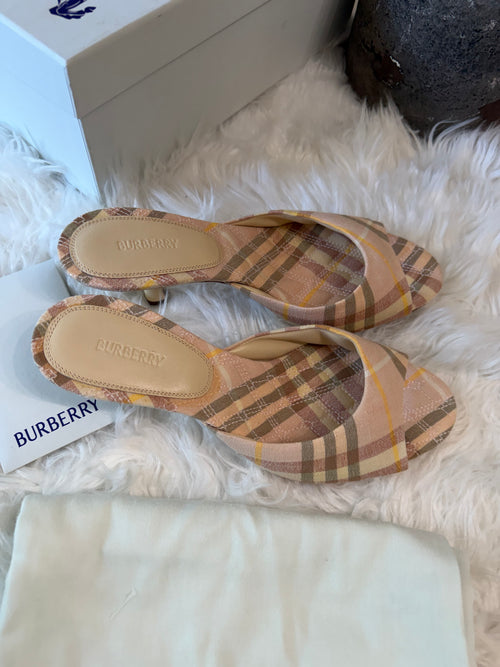 BURBERRY MEWS CHECKED SLIP ON MULES