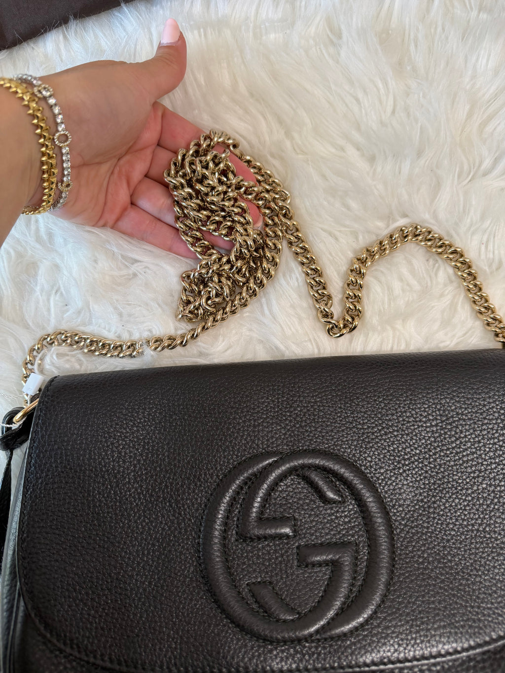 GUCCI SOHO CHAIN CROSSBODY MEDIUM LEATHER BAG