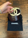 VINTAGE CHANEL LEATHER BELT, LARGE CC LOGO