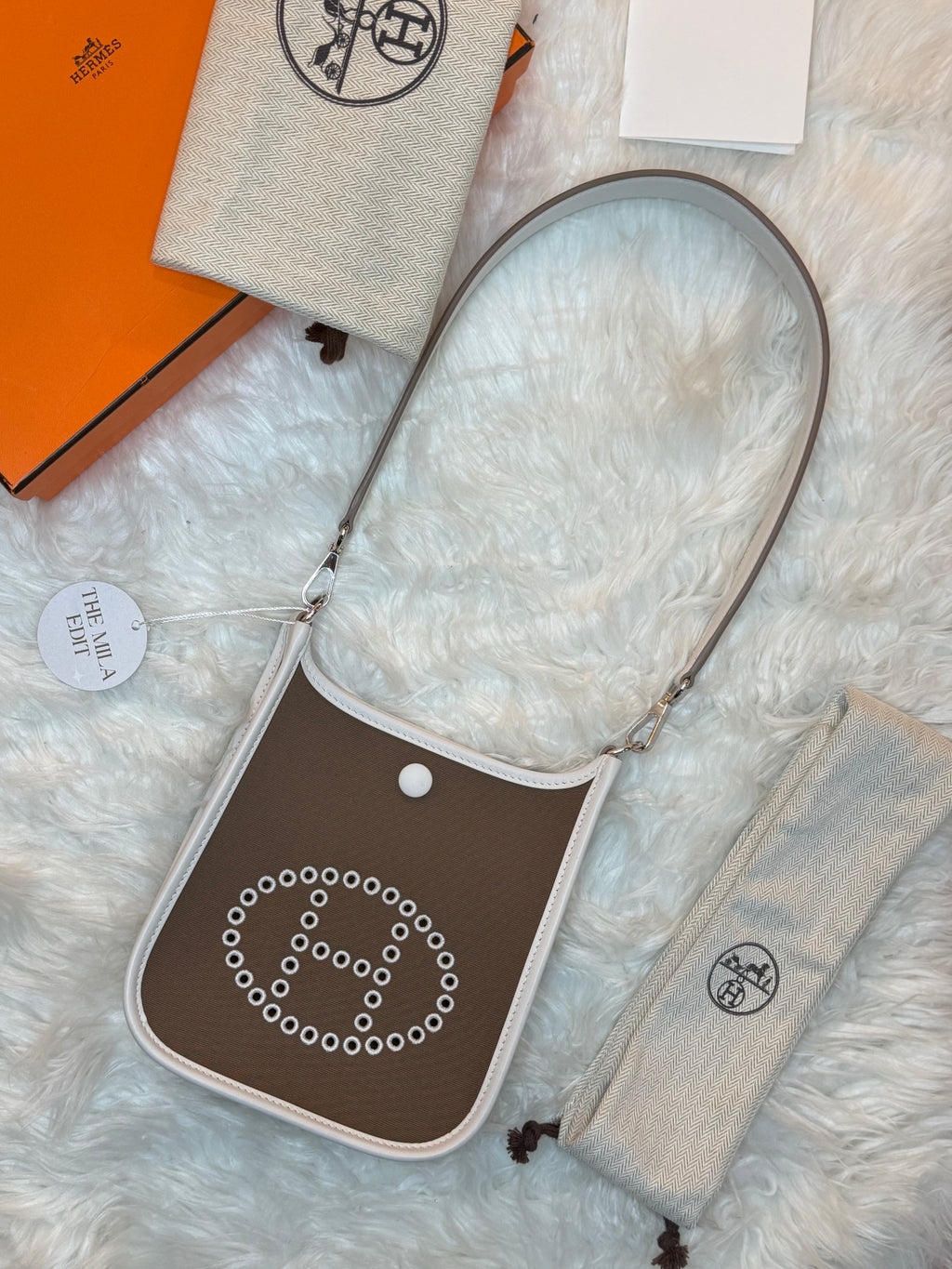 HERMES NEO EVELYNE TPM BAG TOILE AND LEATHER