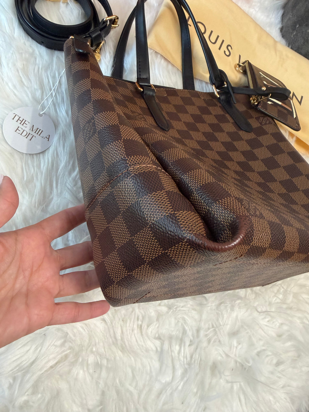 LOUIS VUITTON DAMIER EBENE BELMONT PM TOTE WITH MINI WALLET (POUCH)