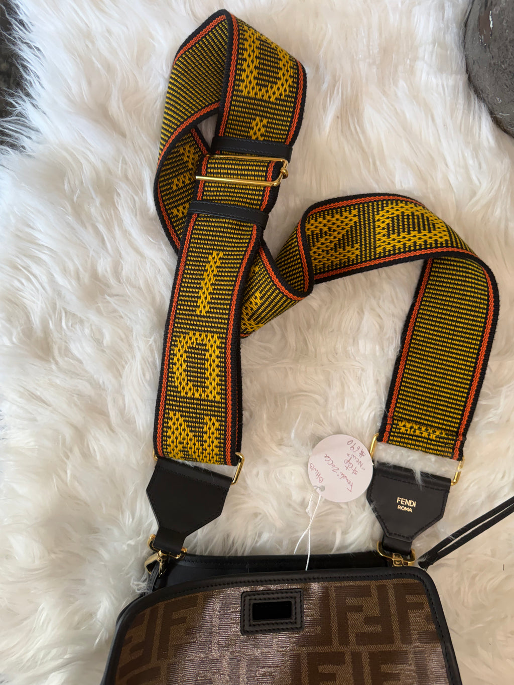 FENDI ZUCCA PRINT DEFENDER CANVAS WITH GUITAR STRAP