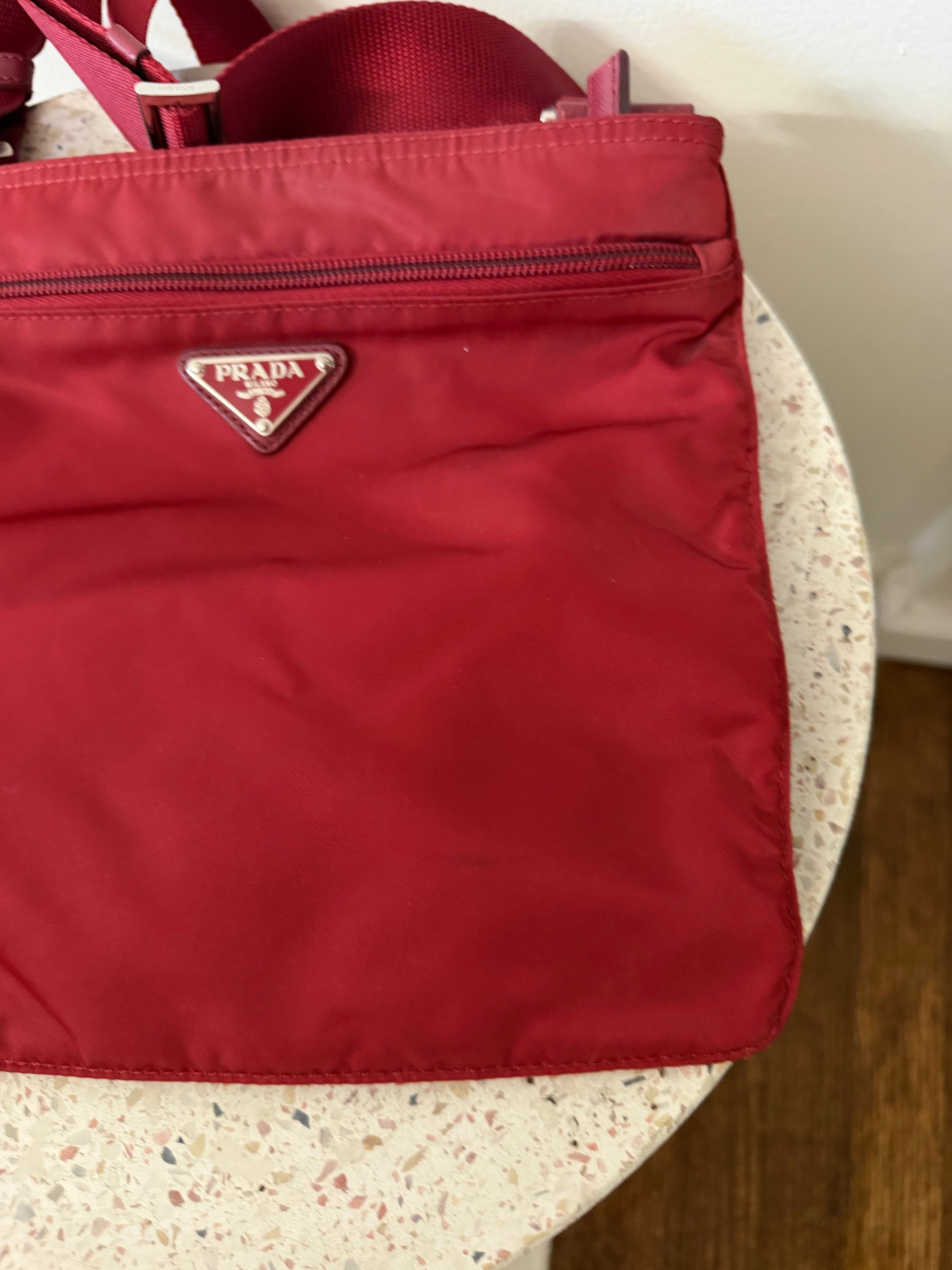Prada Nylon Triangle Logo Vintage Messenger Bag