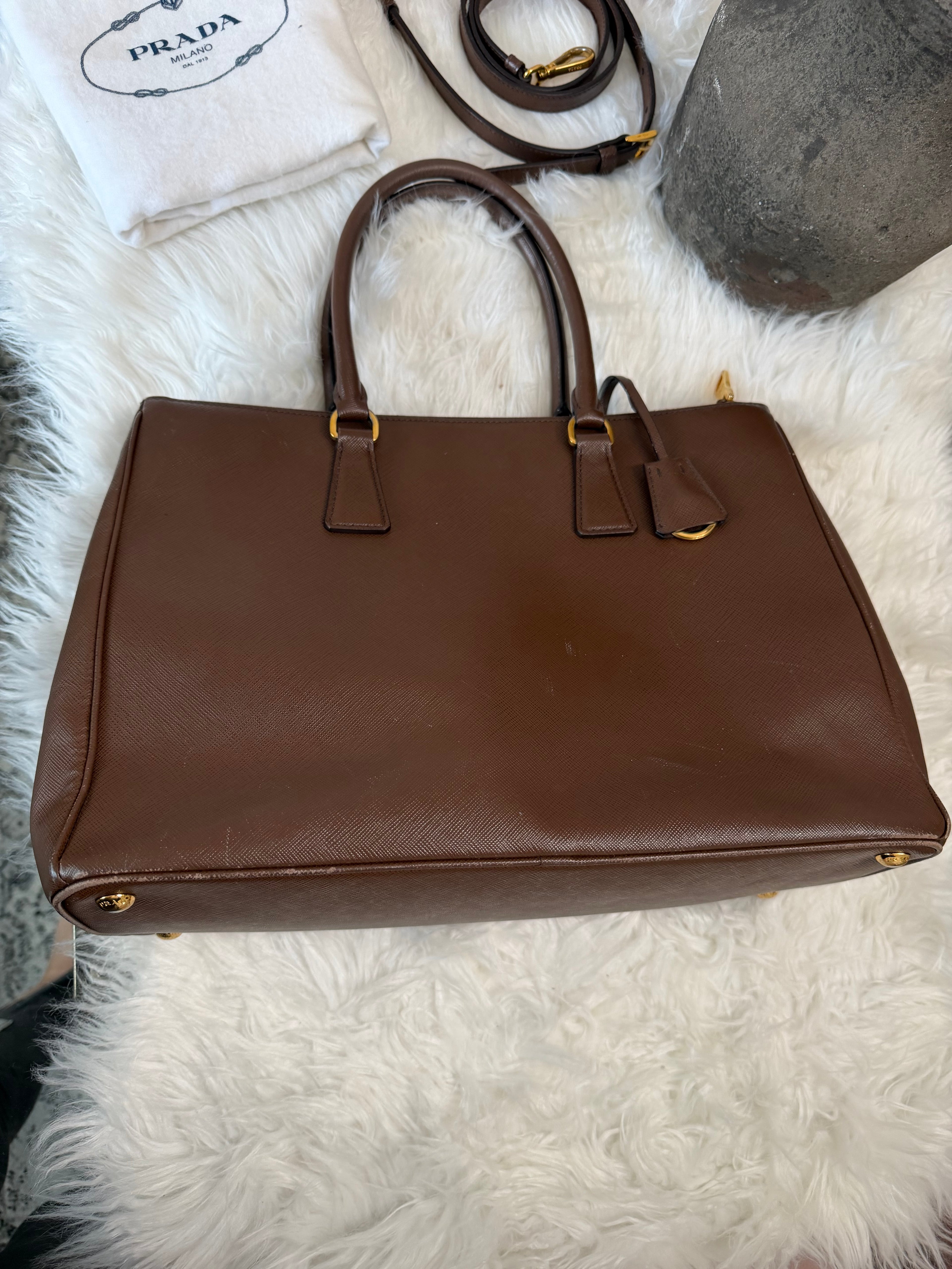 PRADA LARGE DOUBLE ZIP TOTE SAFFIANO BAG