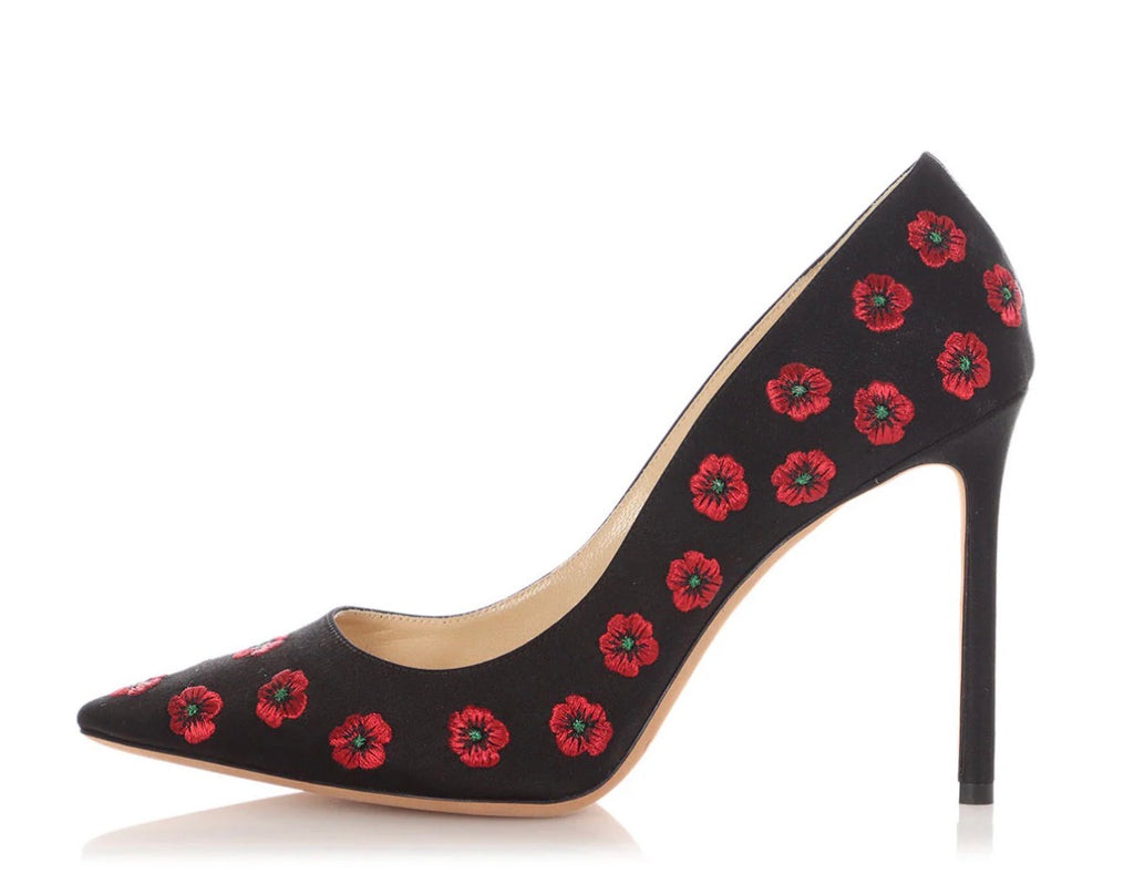 JIMMY CHOO SATIN FLORAL PRINT PUMPS
