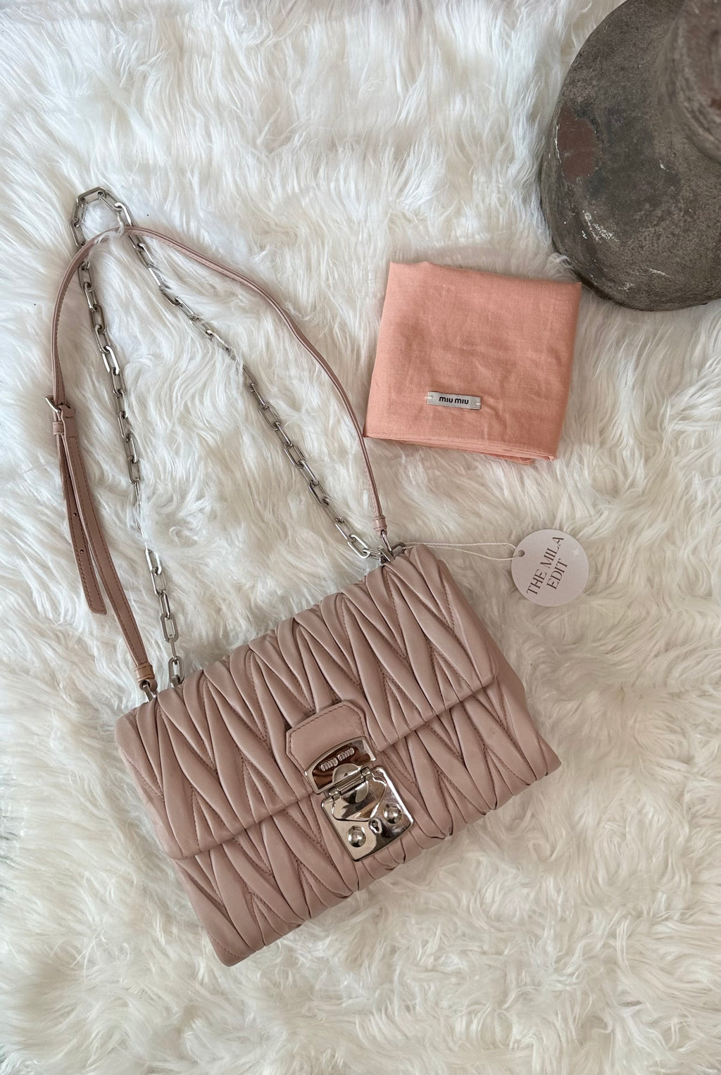 MIU MIU MATELASSE NAPPA LEATHER DOUBLE STRAP BAG